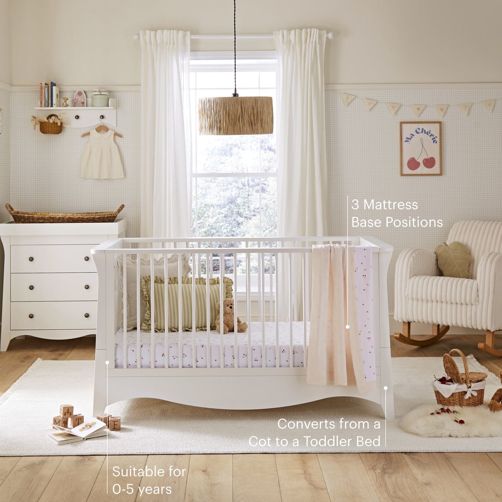 Clara 3 Piece Nursery Furniture Set - White Furniture Sets CuddleCo