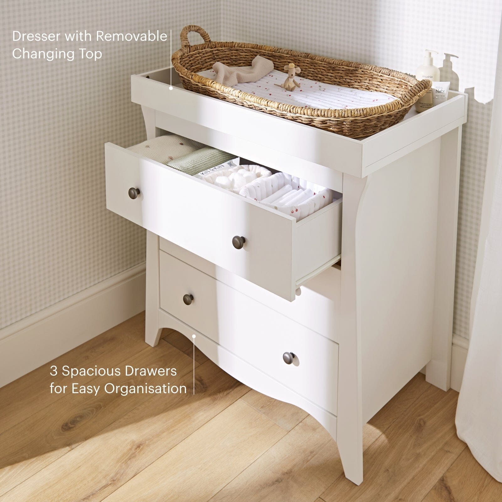 Clara 3 Piece Nursery Furniture Set - White Furniture Sets CuddleCo