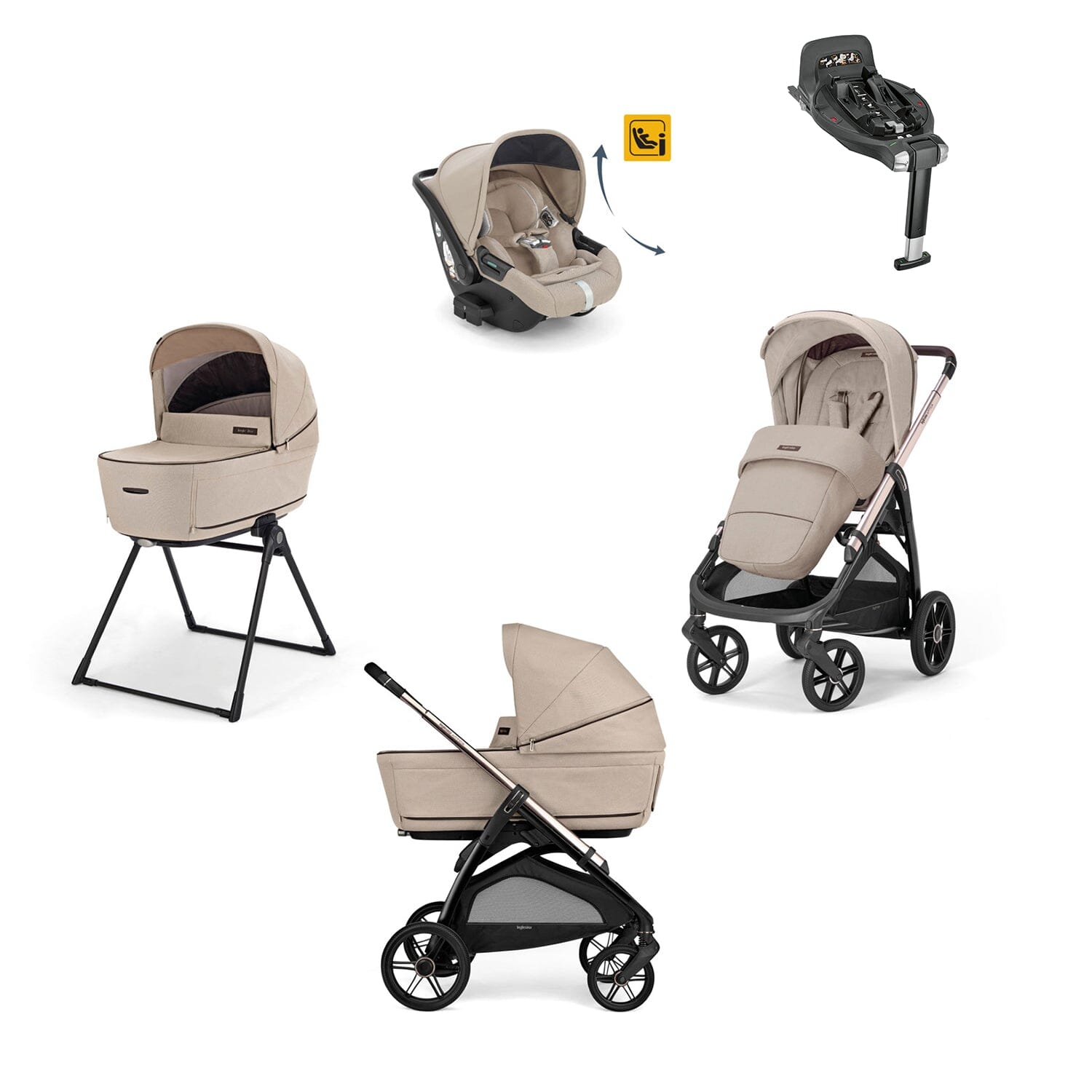 Inglesina Aptica Quattro Travel System - Pashmina Beige Strollers Inglesina