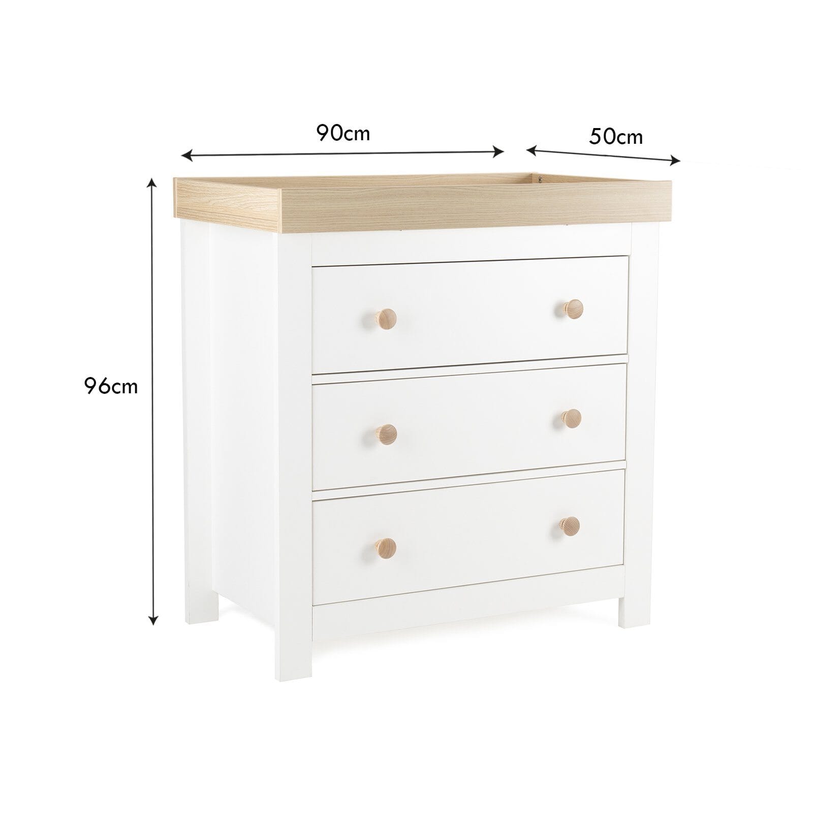 Luna 2 Piece Nursery Furniture Set (Cot Bed & Dresser) - White & Oak Furniture Sets CuddleCo