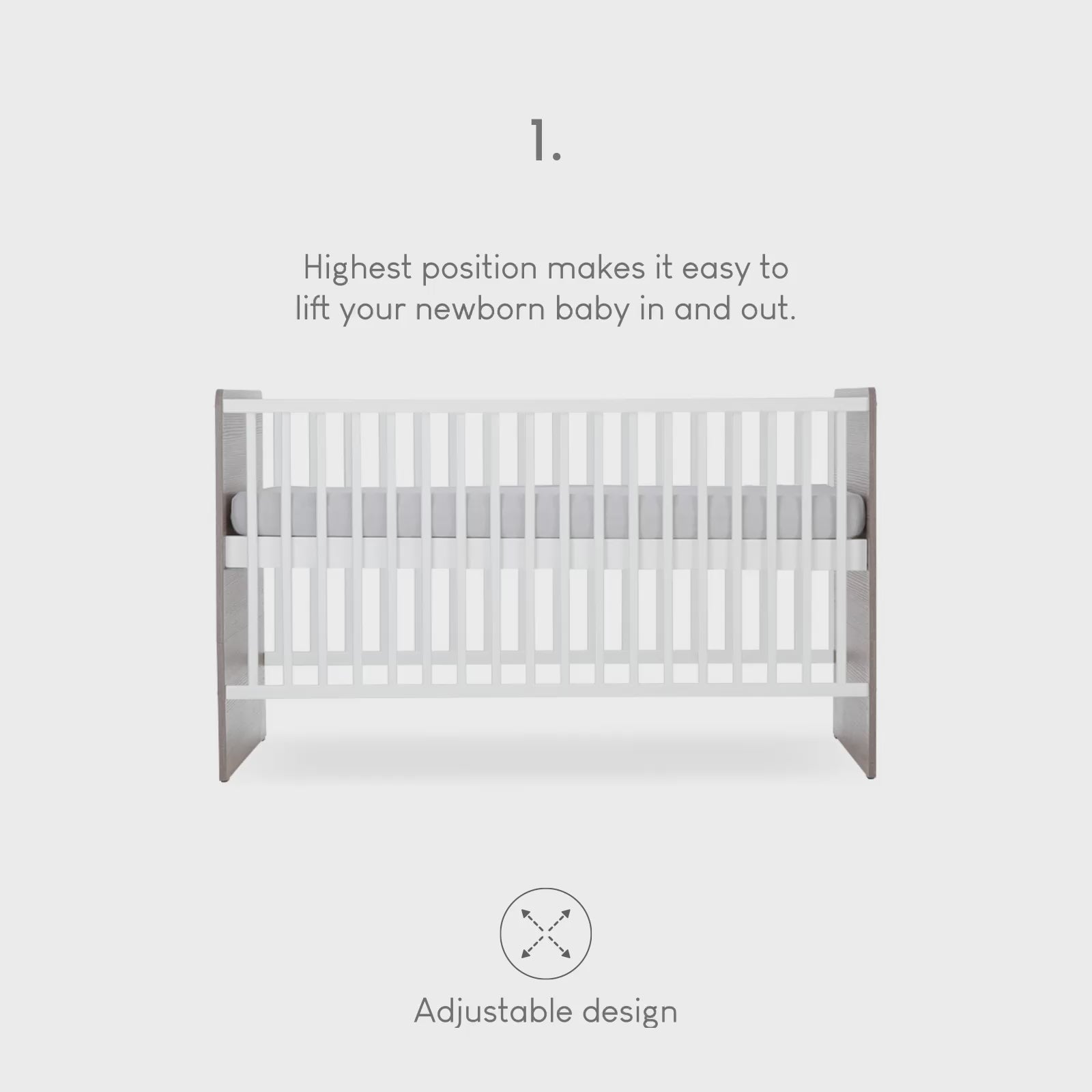 Enzo Cot Bed - Truffle Oak & White