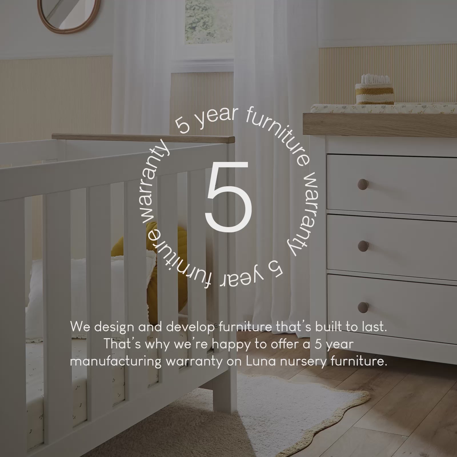 Luna 3 Piece Nursery Furniture Set - White & Oak