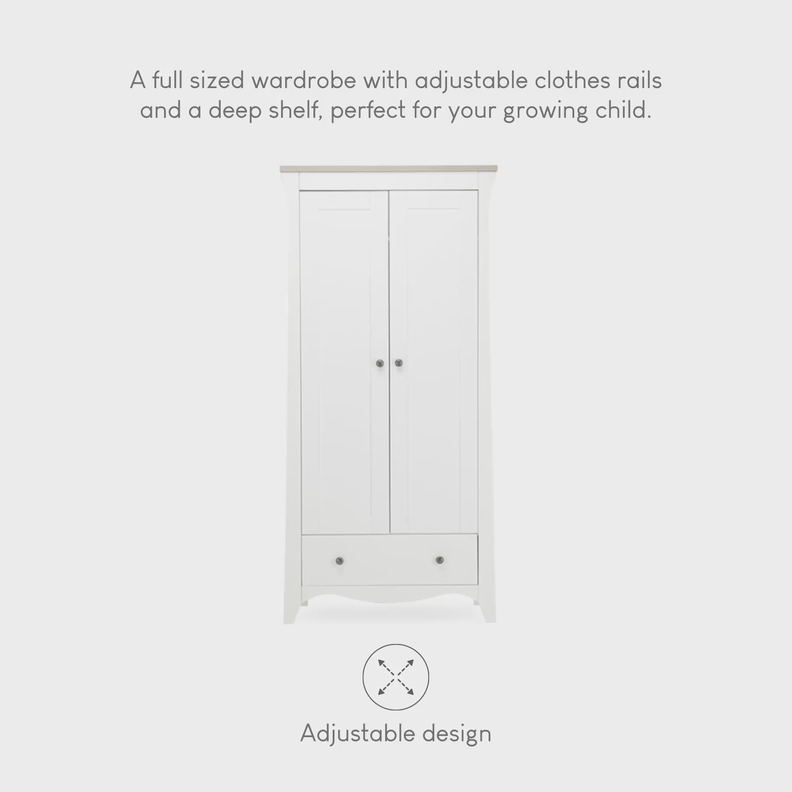 Clara 2 Door Double Wardrobe - White & Ash