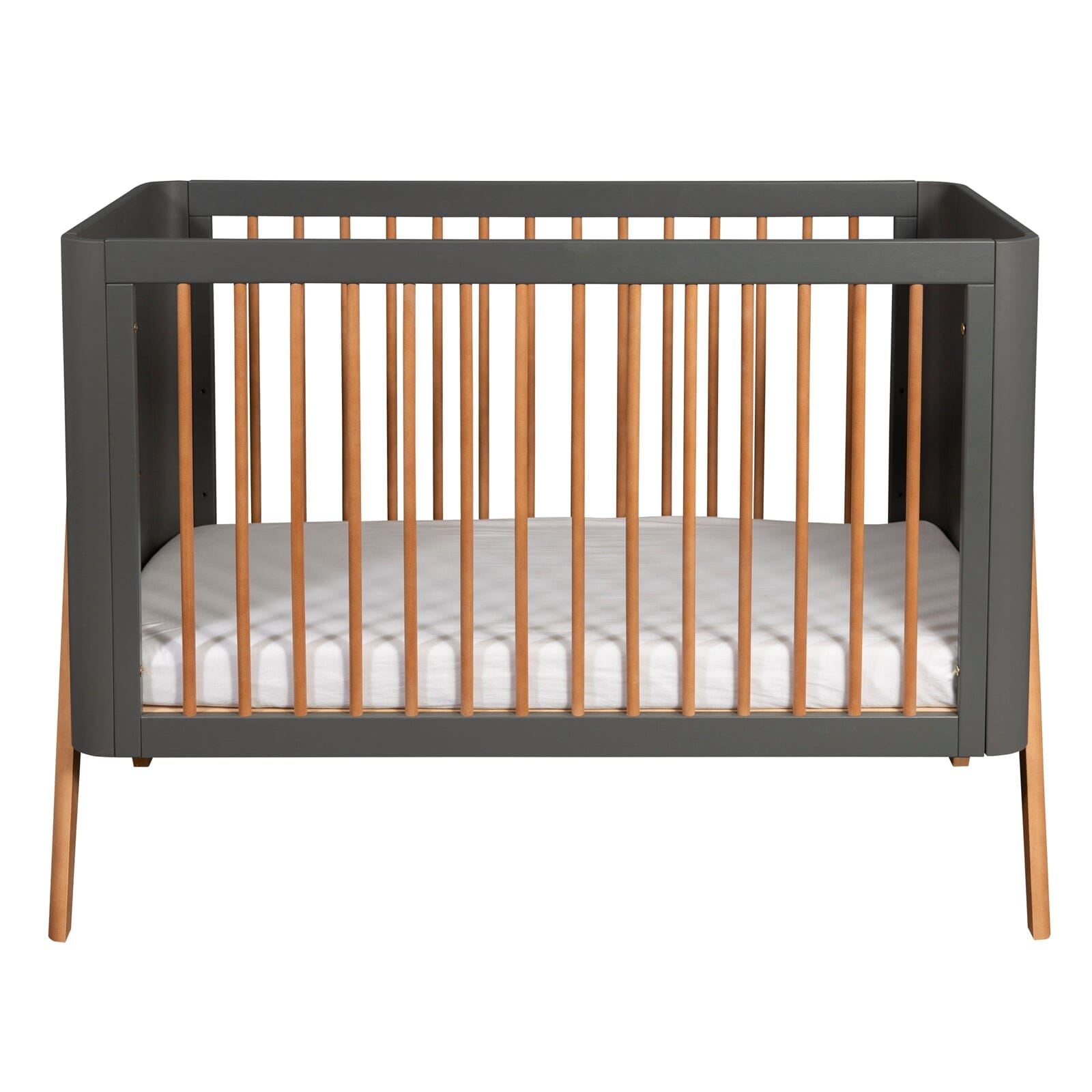 Troll Torsten Cot with Conversion Rail - Grey/Teak Furniture Singles Troll