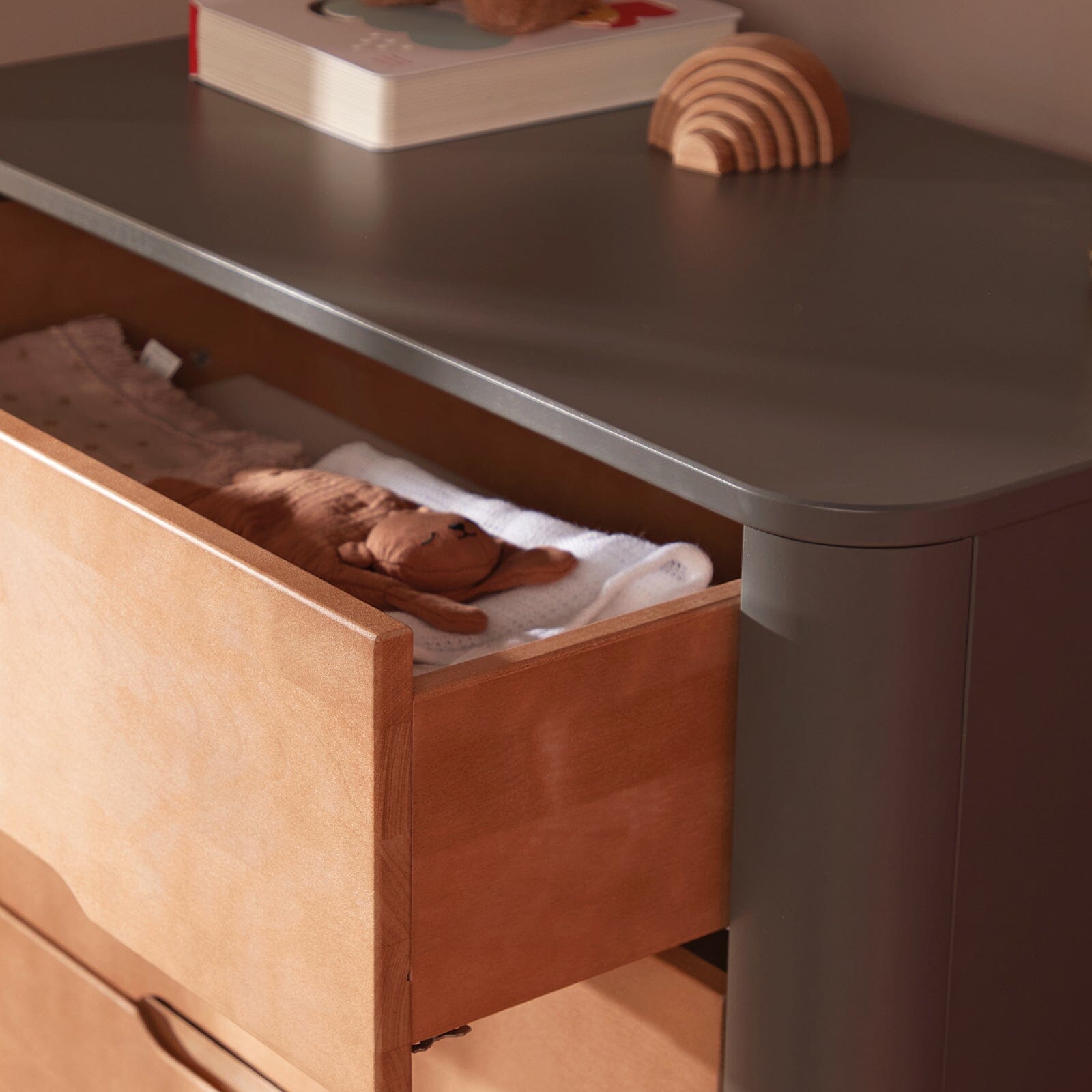 Troll Torsten Dresser & Changing Top - Grey/Teak Furniture Singles Troll