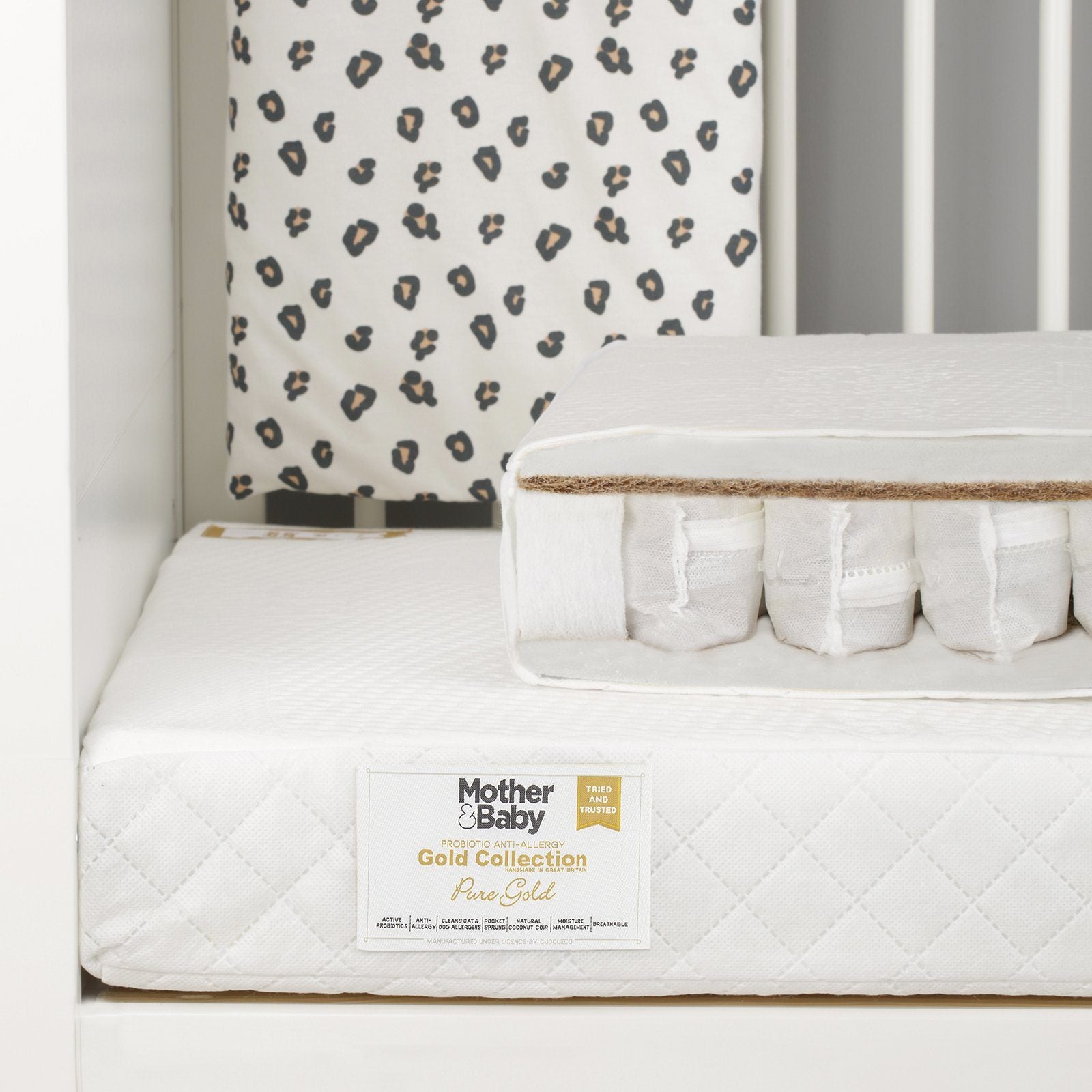 Mother&Baby Pure Gold Anti-Allergy Coir Pocket Sprung Cot bed Mattress 140 x 70cm Mattresses Mother & Baby