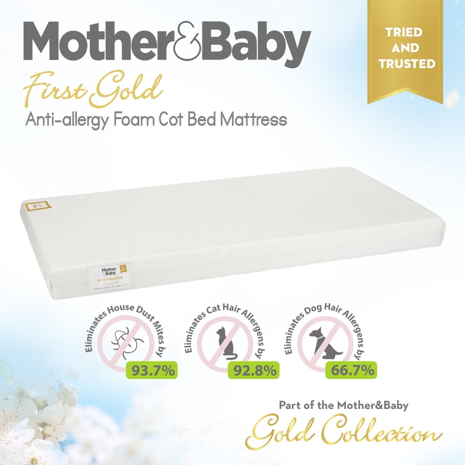 Mother&Baby First Gold Anti-Allergy Foam Cot bed Mattress 140 x 70cm Mother & Baby