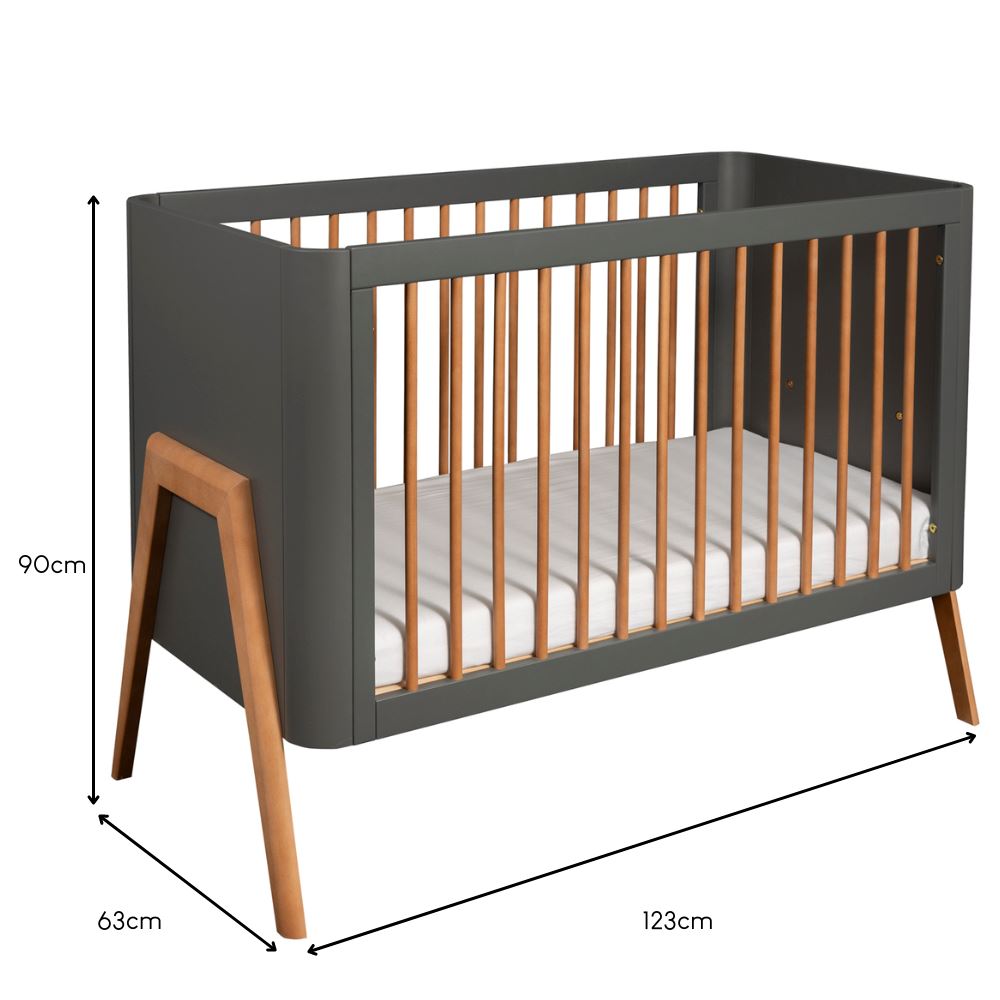 Troll Torsten Cot - Grey/Teak Cribs & Toddler Beds Troll