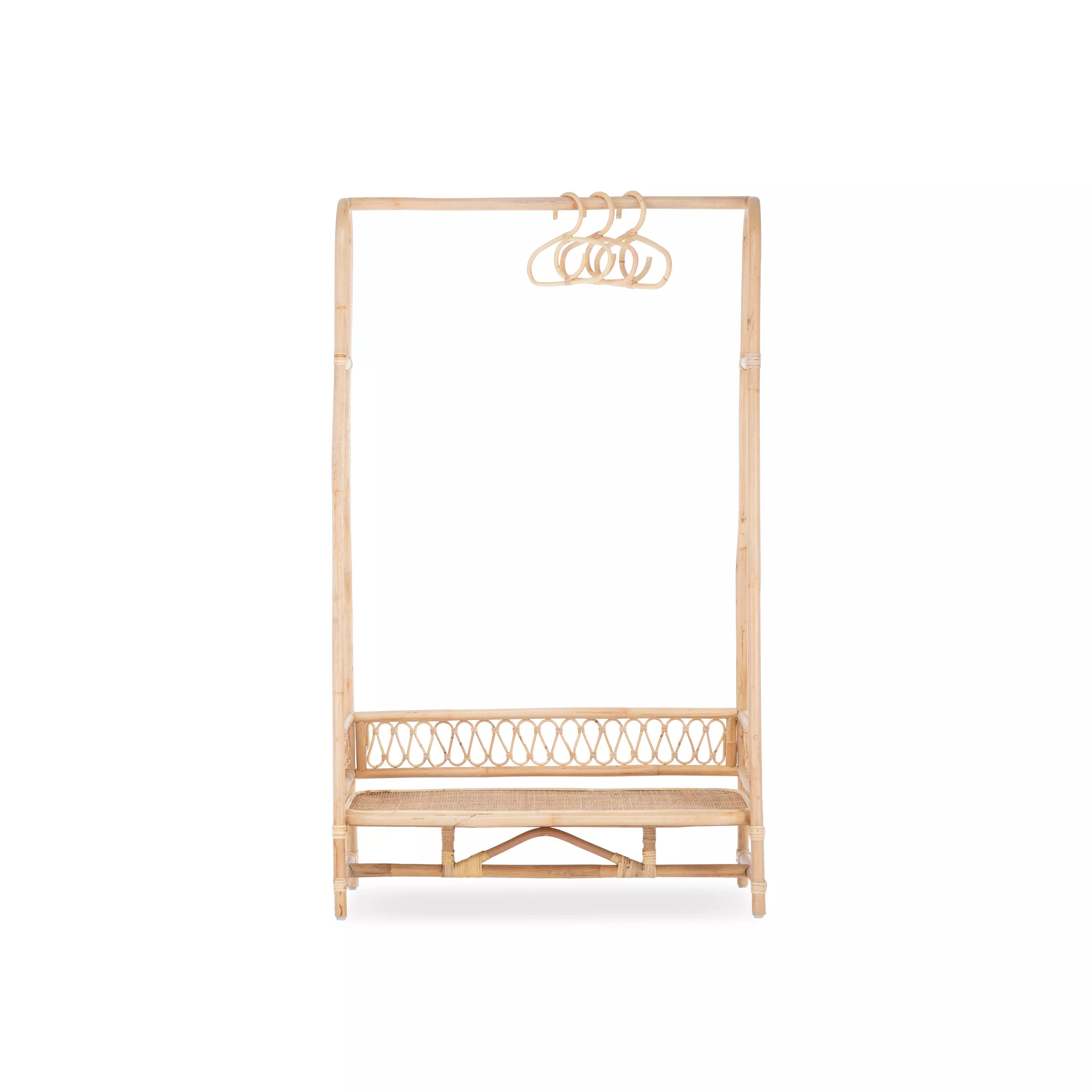 Aria rattan clothes rail with three rattan baby hangers CuddleCo