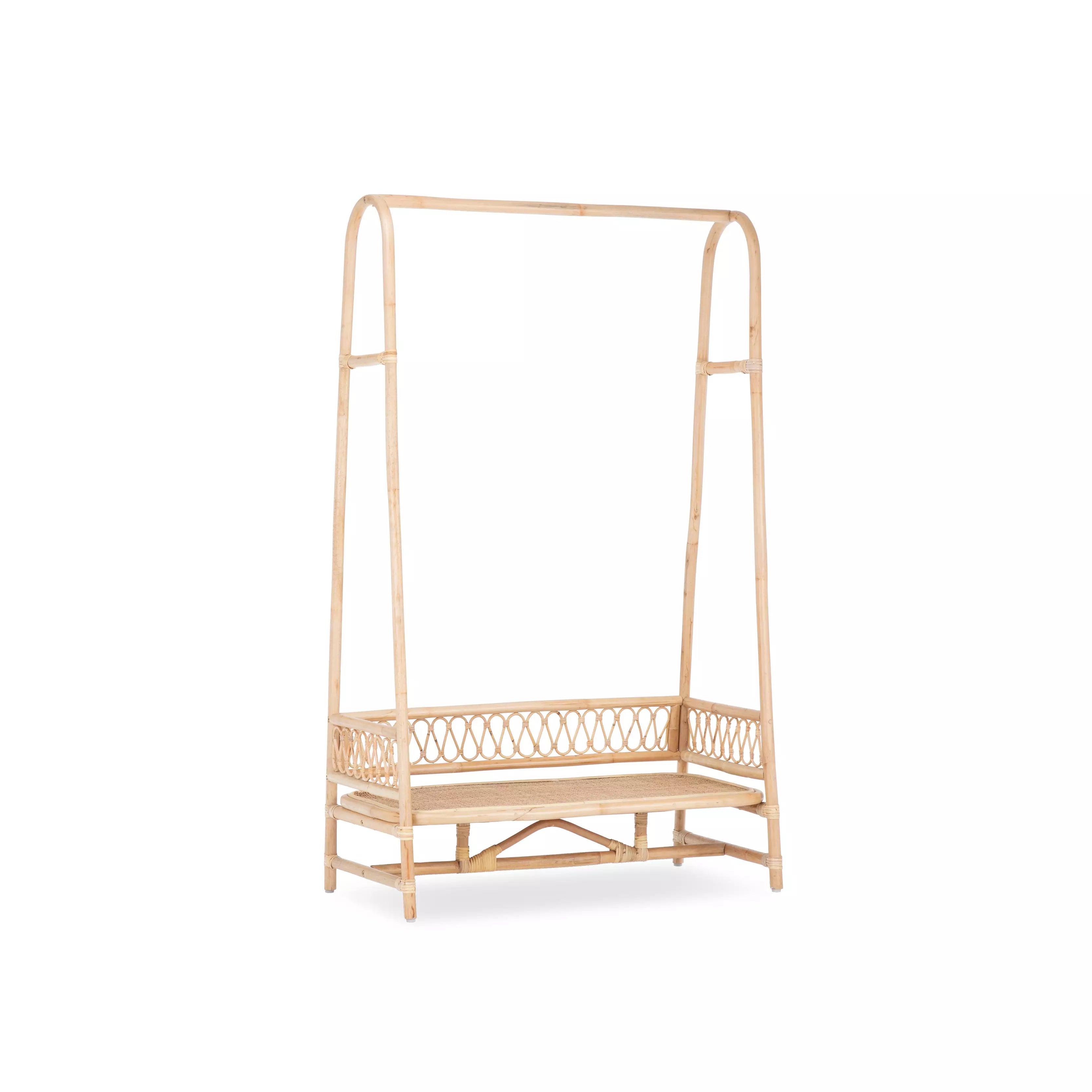Aria rattan nursery clothes rail on a white backgroundCuddleCo