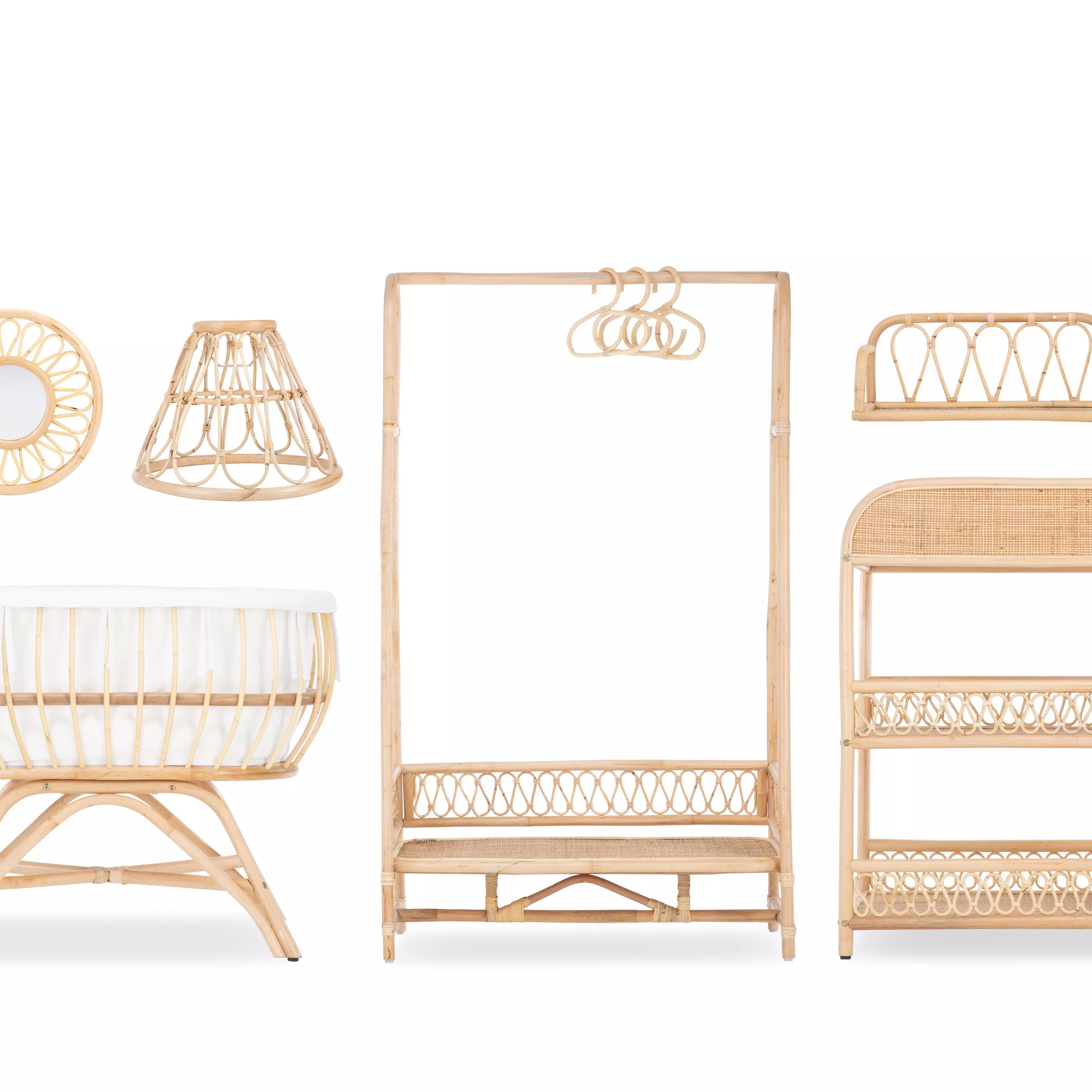 Aria Complete 7 Piece Nursery Furniture Set - Rattan Baby & Toddler Furniture Sets CuddleCo