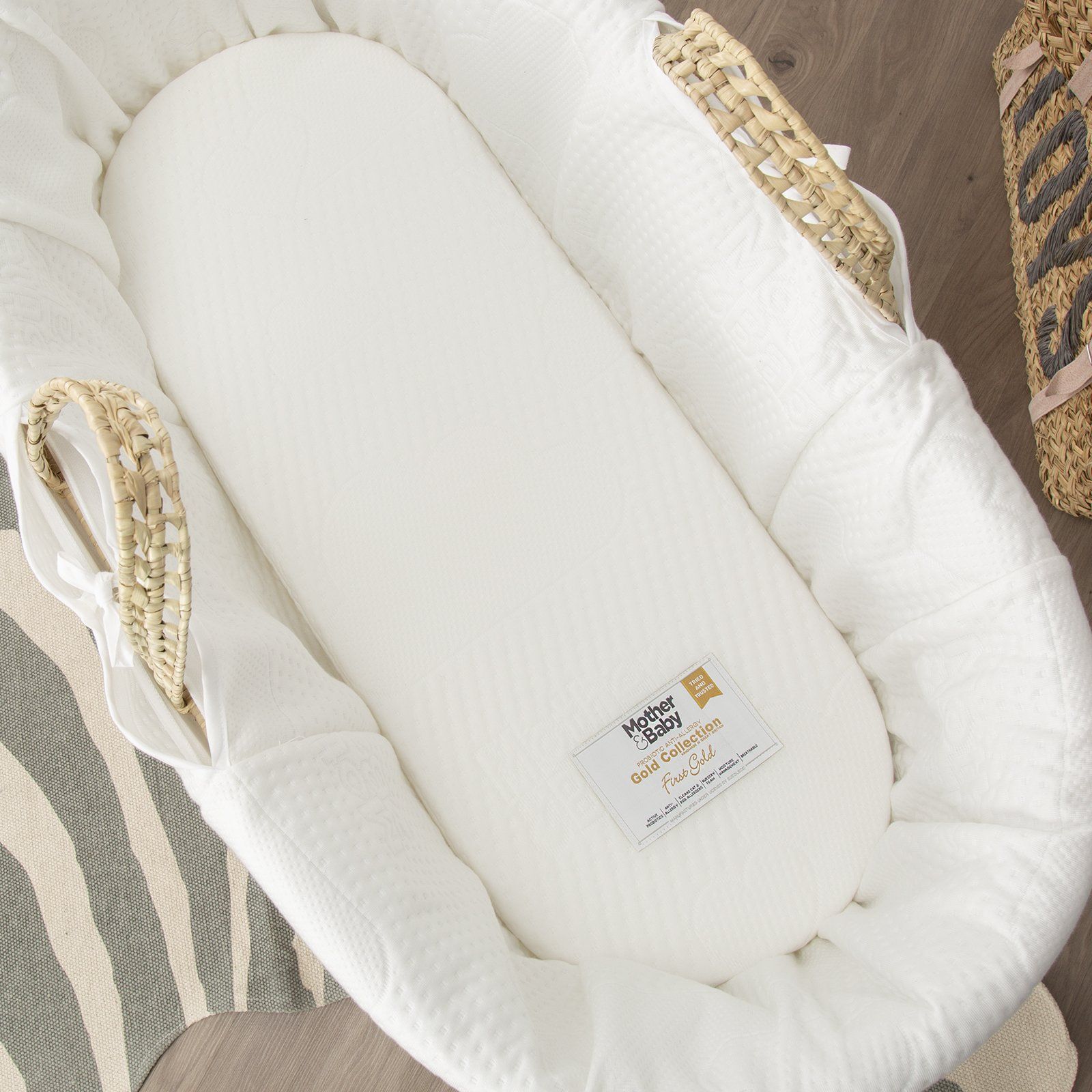 Mother&Baby First Gold Anti-Allergy Foam Moses Basket Small 66 x 28cm Mattresses Mother & Baby