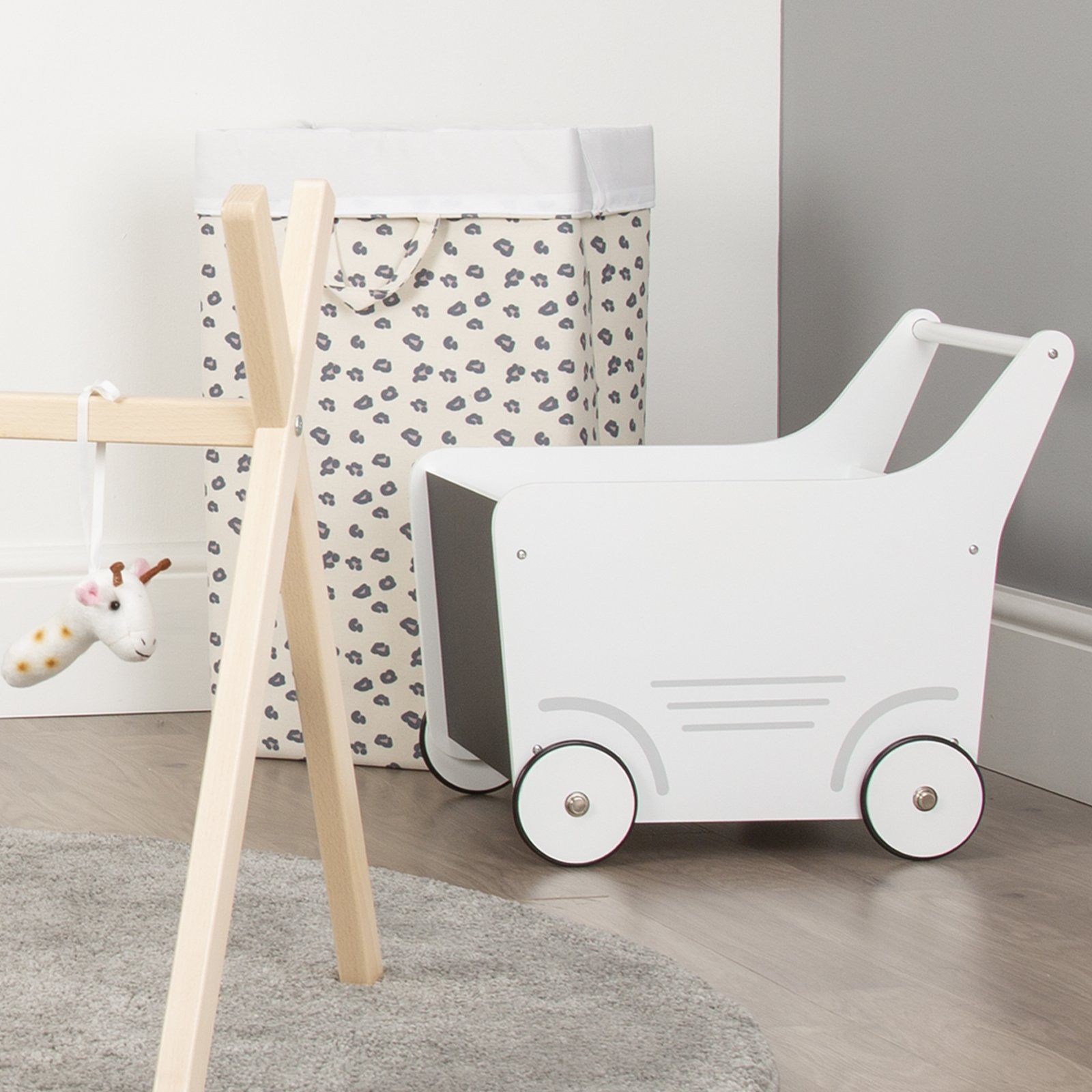 Wooden Stroller - White Nursery Decor Childhome