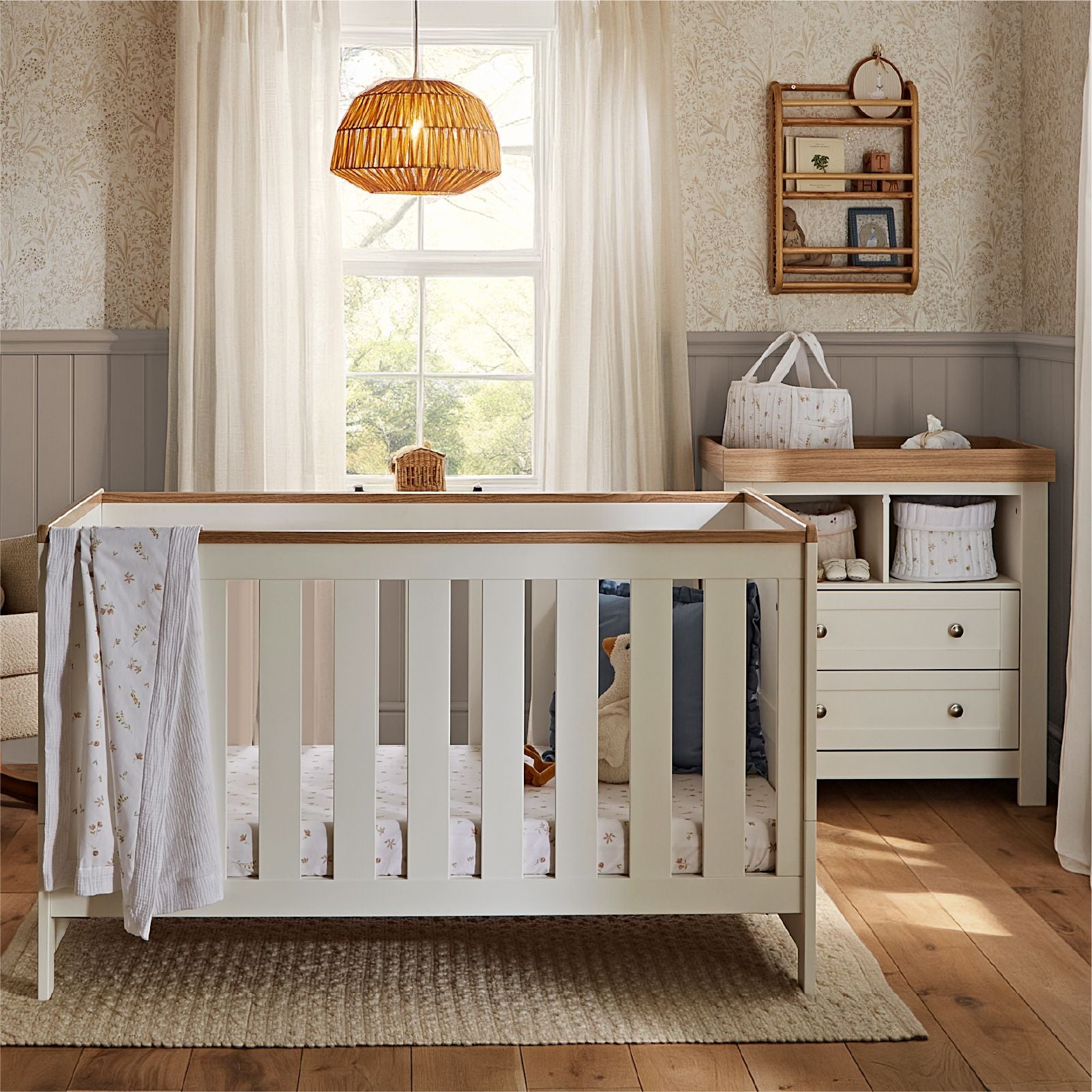 Burford 2 Piece Nursery Furniture Set - White & Oak Furniture Sets CuddleCo 