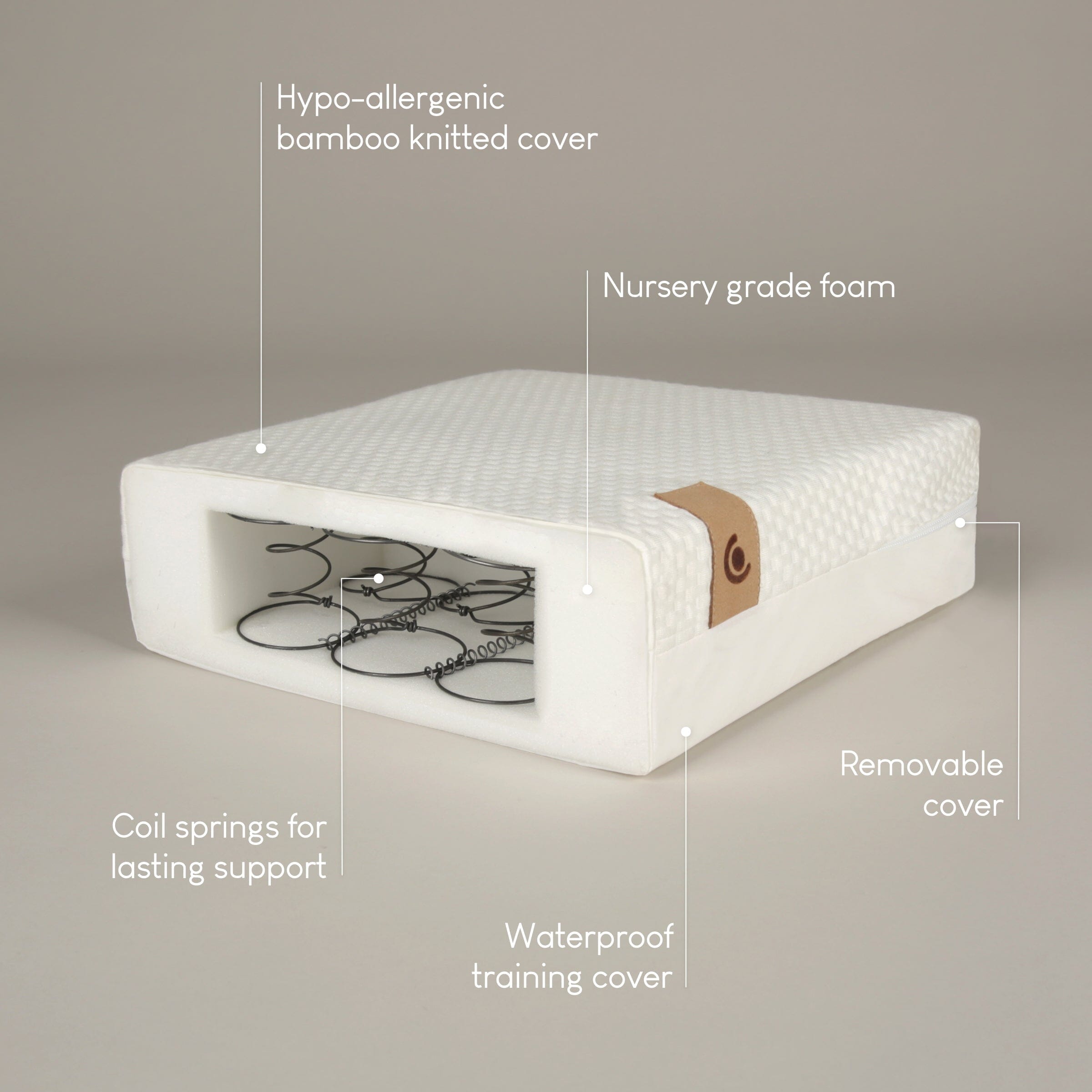 Harmony Hypo-Allergenic Bamboo Sprung Cot Mattress 120 x 60cm Mattresses CuddleCo 