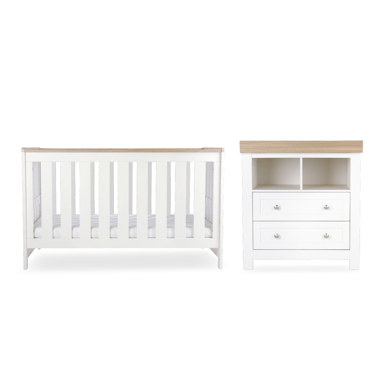 Burford 2 Piece Nursery Furniture Set - White & Oak Furniture Sets CuddleCo 