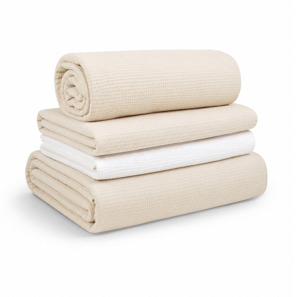 4 Piece Cot Bed Bedding Set  - Cashmere Waffle