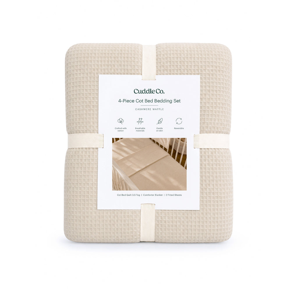 4 Piece Cot Bed Bedding Set  - Cashmere Waffle