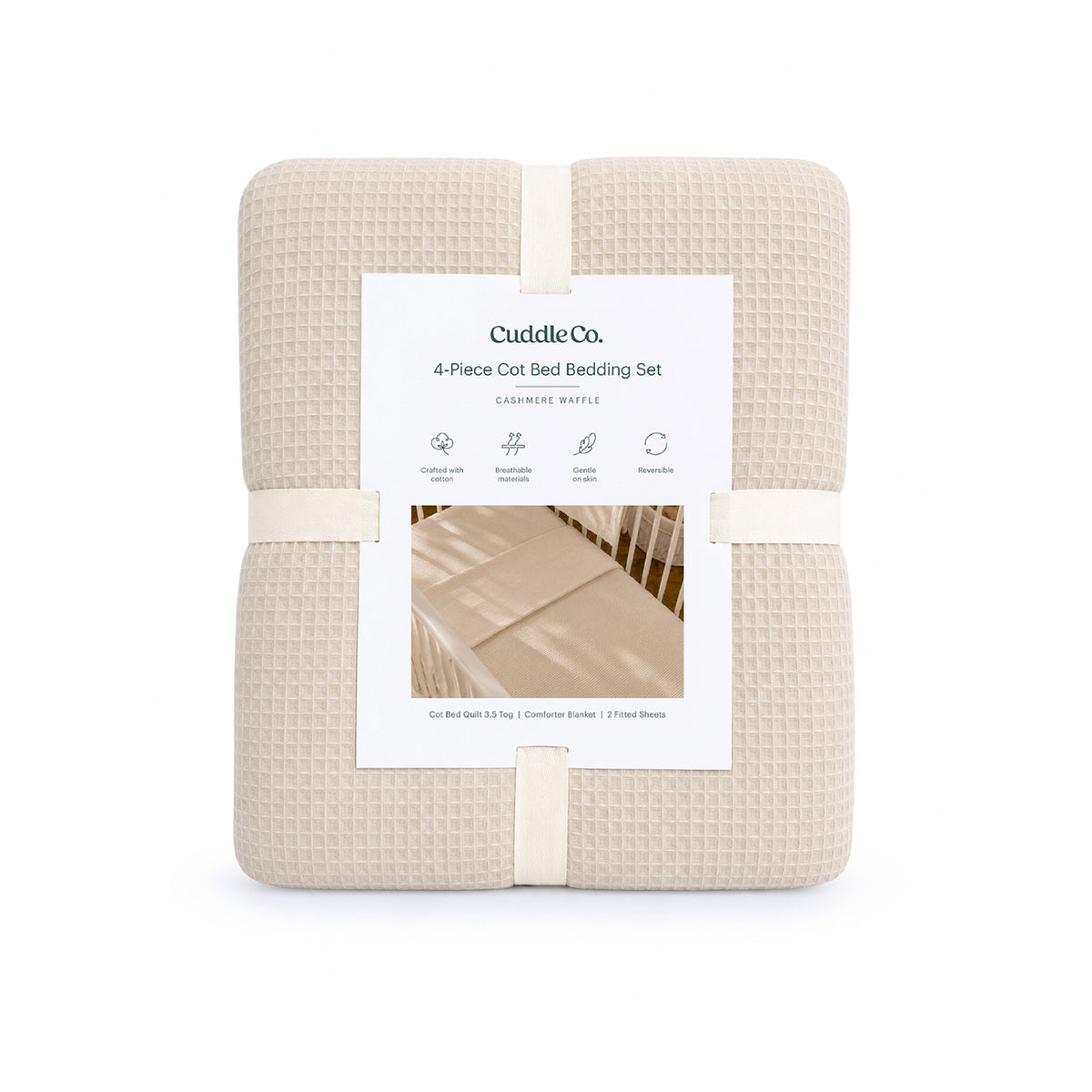 4 Piece Cot Bed Bedding Set  - Cashmere Waffle