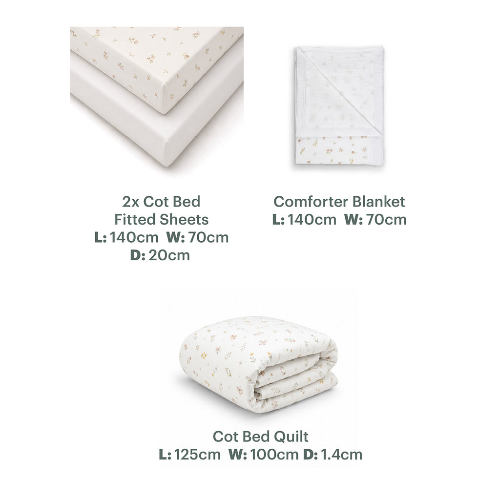 4 Piece Cot Bed Bedding Set - Cashmere Meadow