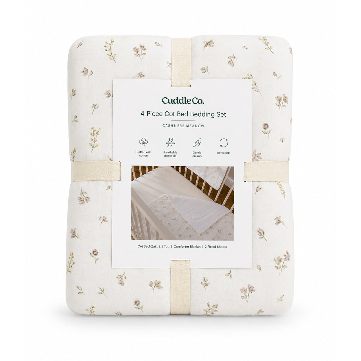 4 Piece Cot Bed Bedding Set - Cashmere Meadow