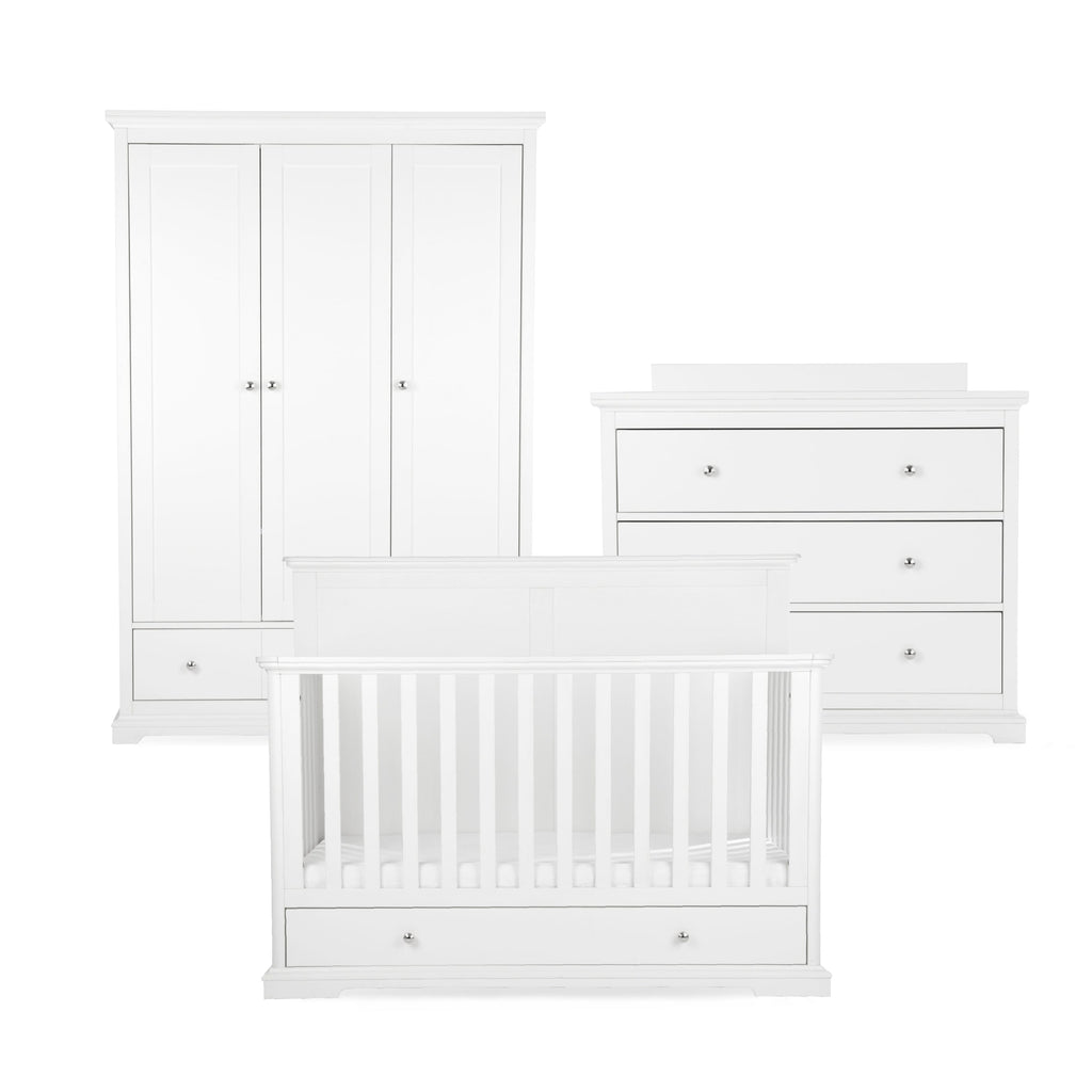 Beaumont Grand 3 Piece Nursery Furniture Set - White Furniture Sets CuddleCo 