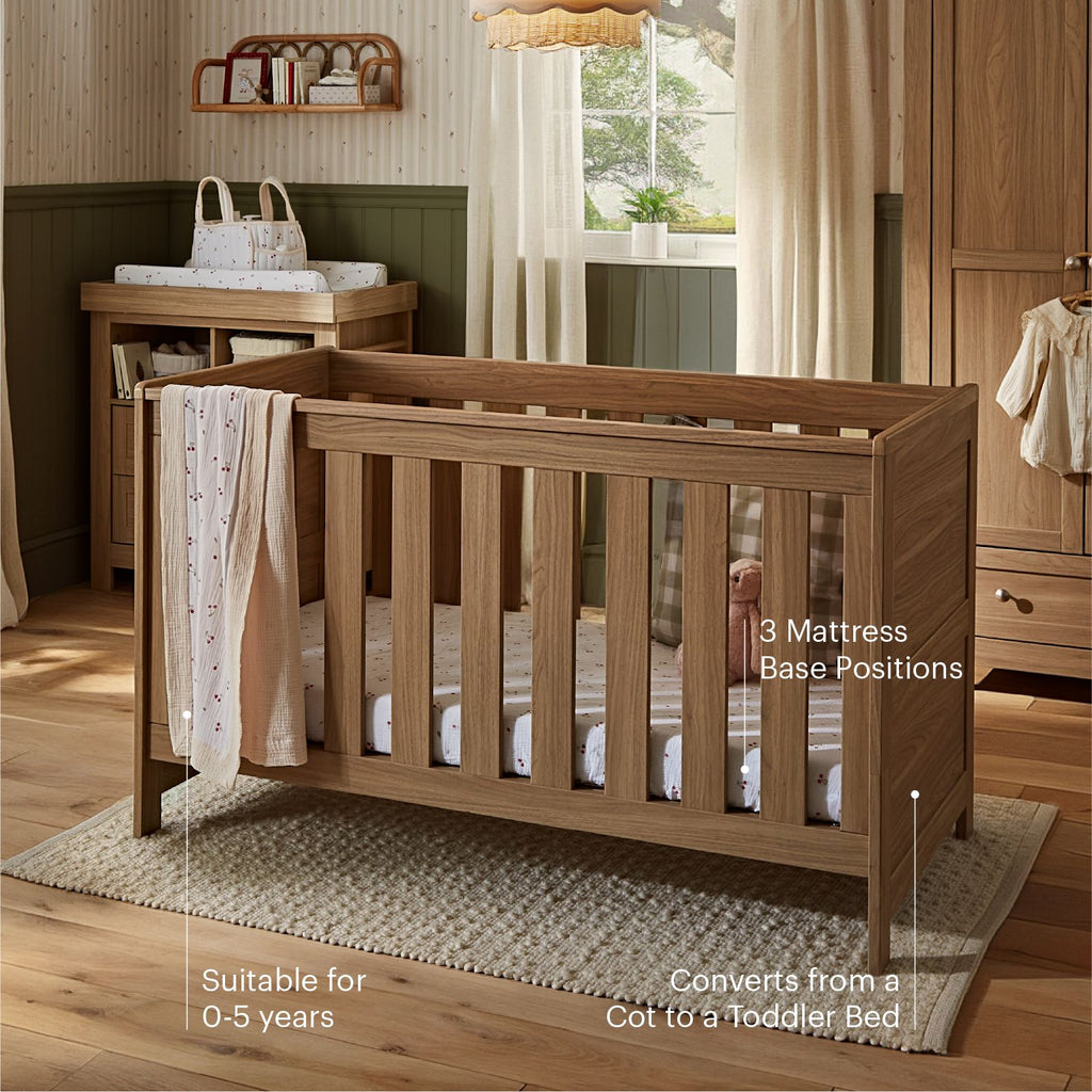 Burford 3 Piece Nursery Furniture Set - Oak Furniture Sets CuddleCo 