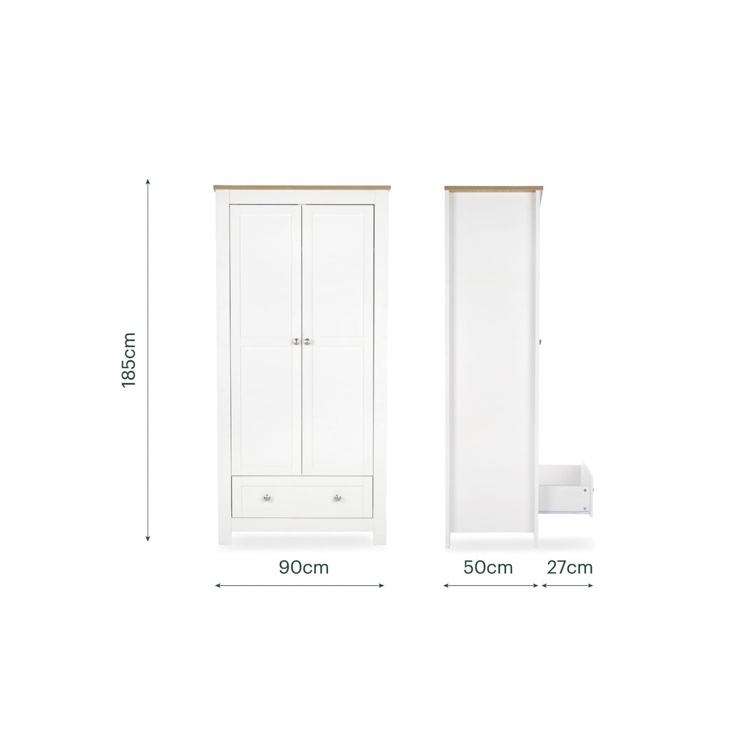 Burford Wardrobe - White & Oak Furniture Singles CuddleCo 