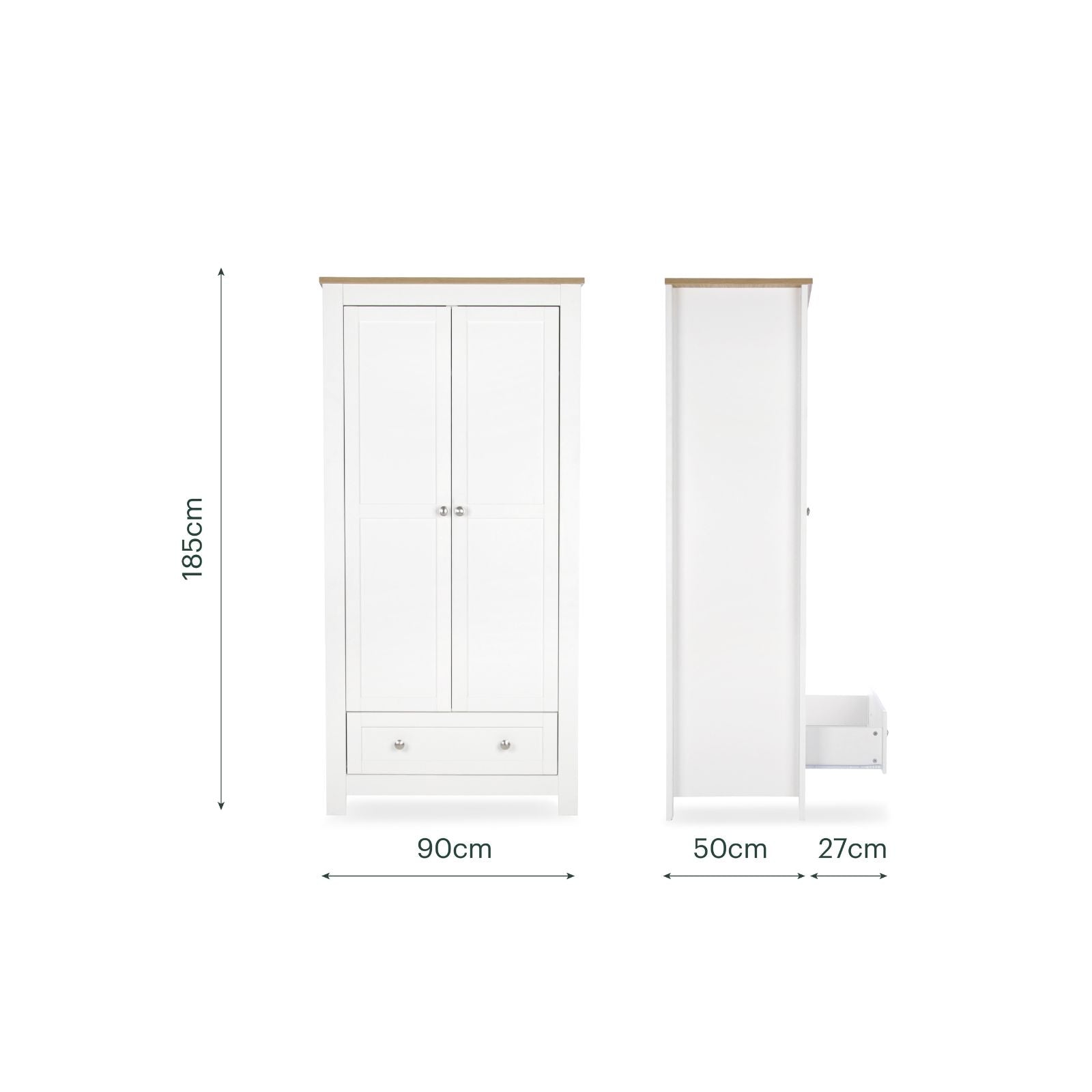 Burford 3 Piece Nursery Furniture Set - White & Oak Furniture Sets CuddleCo 