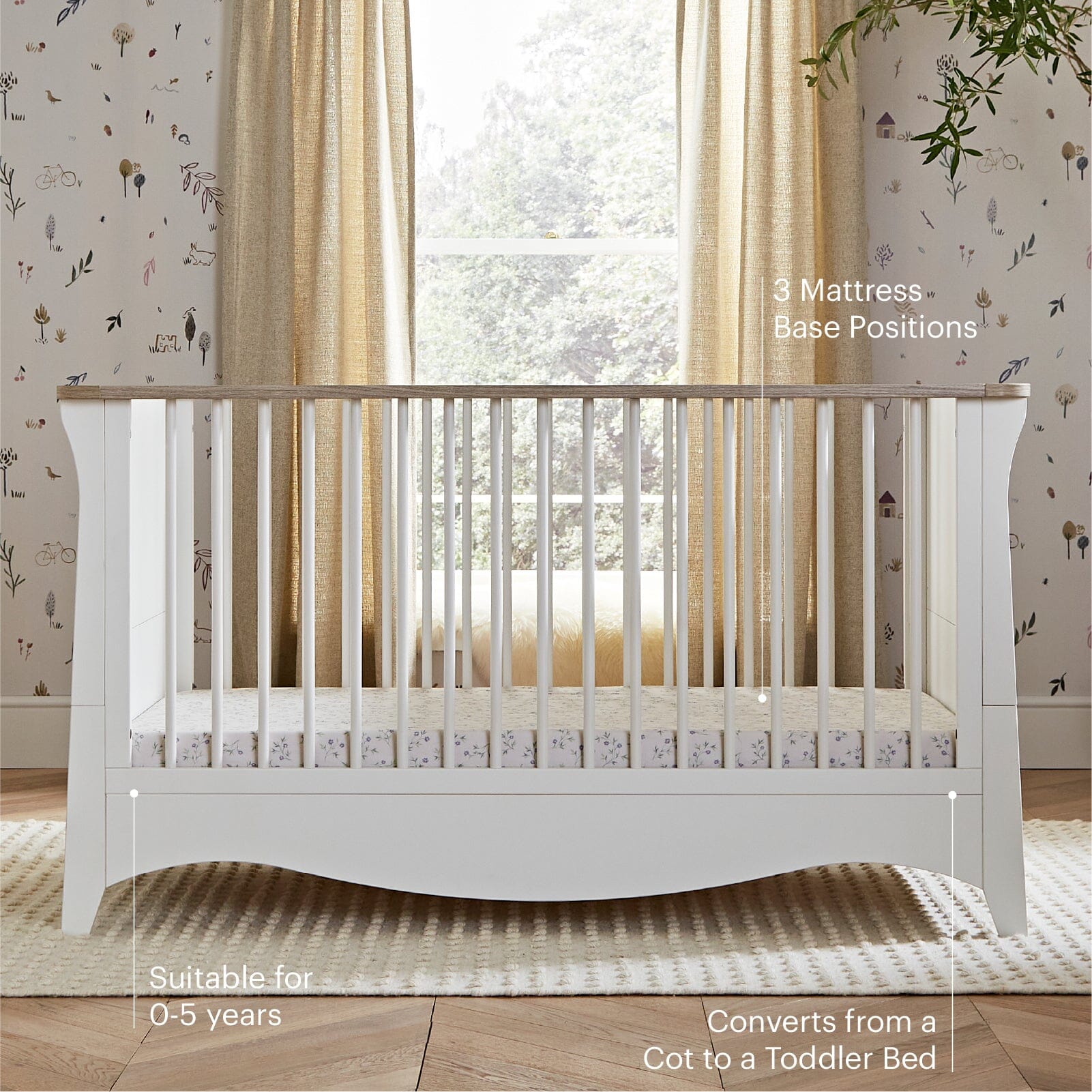 Clara Cot Bed - White & Ash Furniture Singles CuddleCo 
