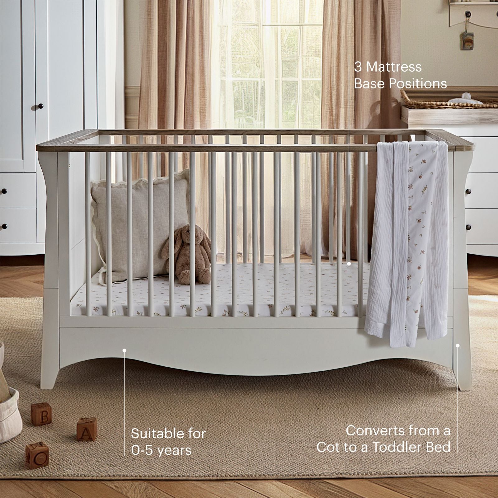 Clara Luxe 3 Piece Furniture Set - White & Ash Furniture Sets CuddleCo 