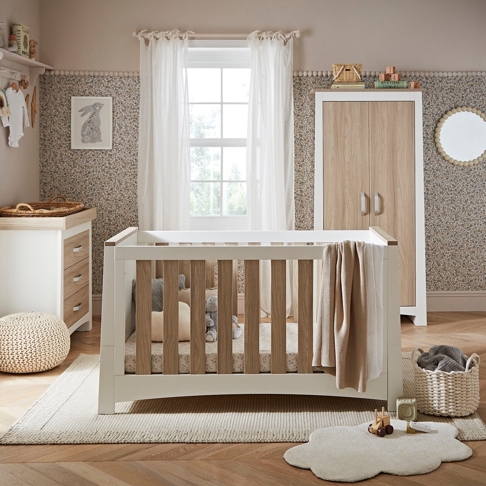 Ada Nursery Wardrobe - White & Ash Furniture Singles CuddleCo 