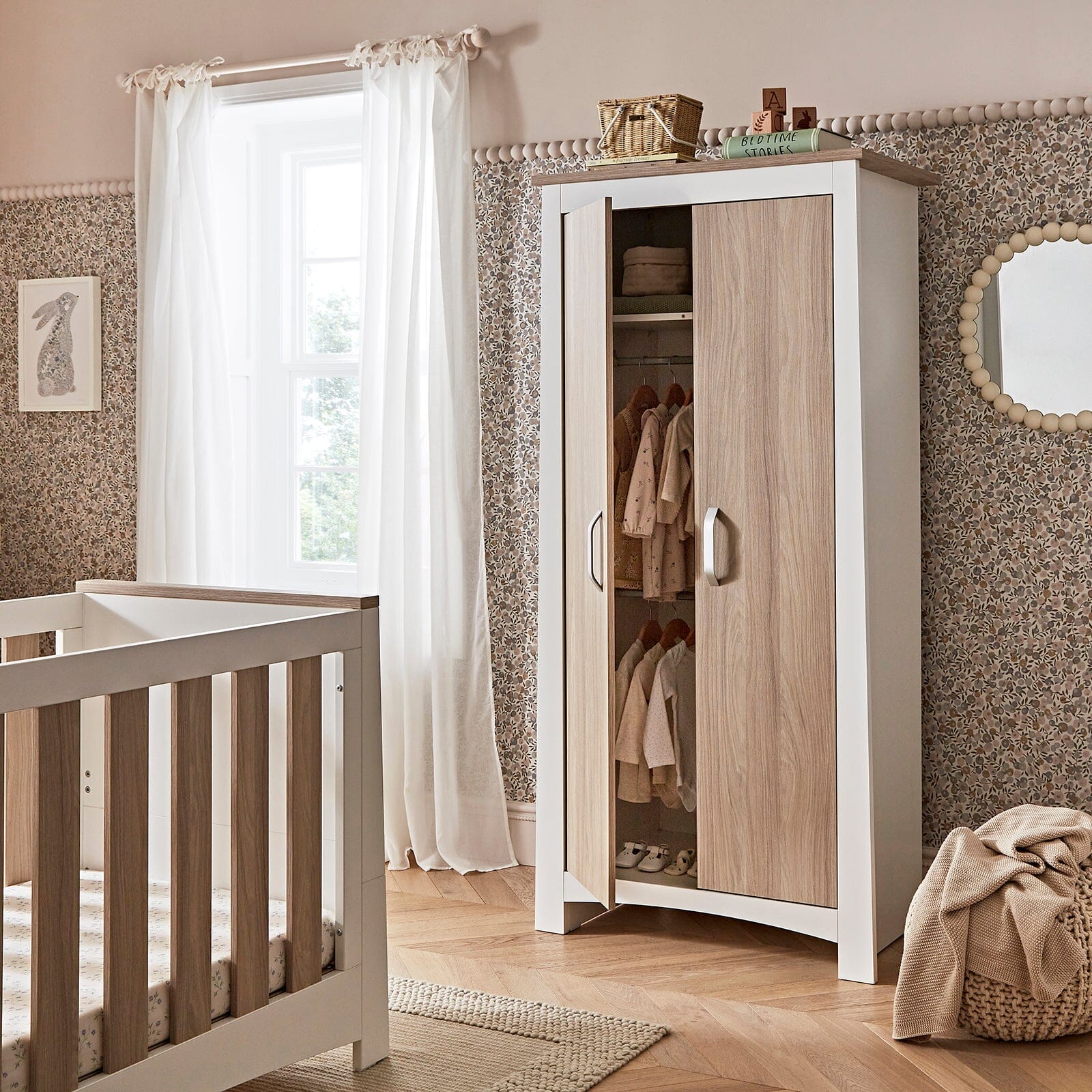 Ada Nursery Wardrobe - White & Ash Furniture Singles CuddleCo 