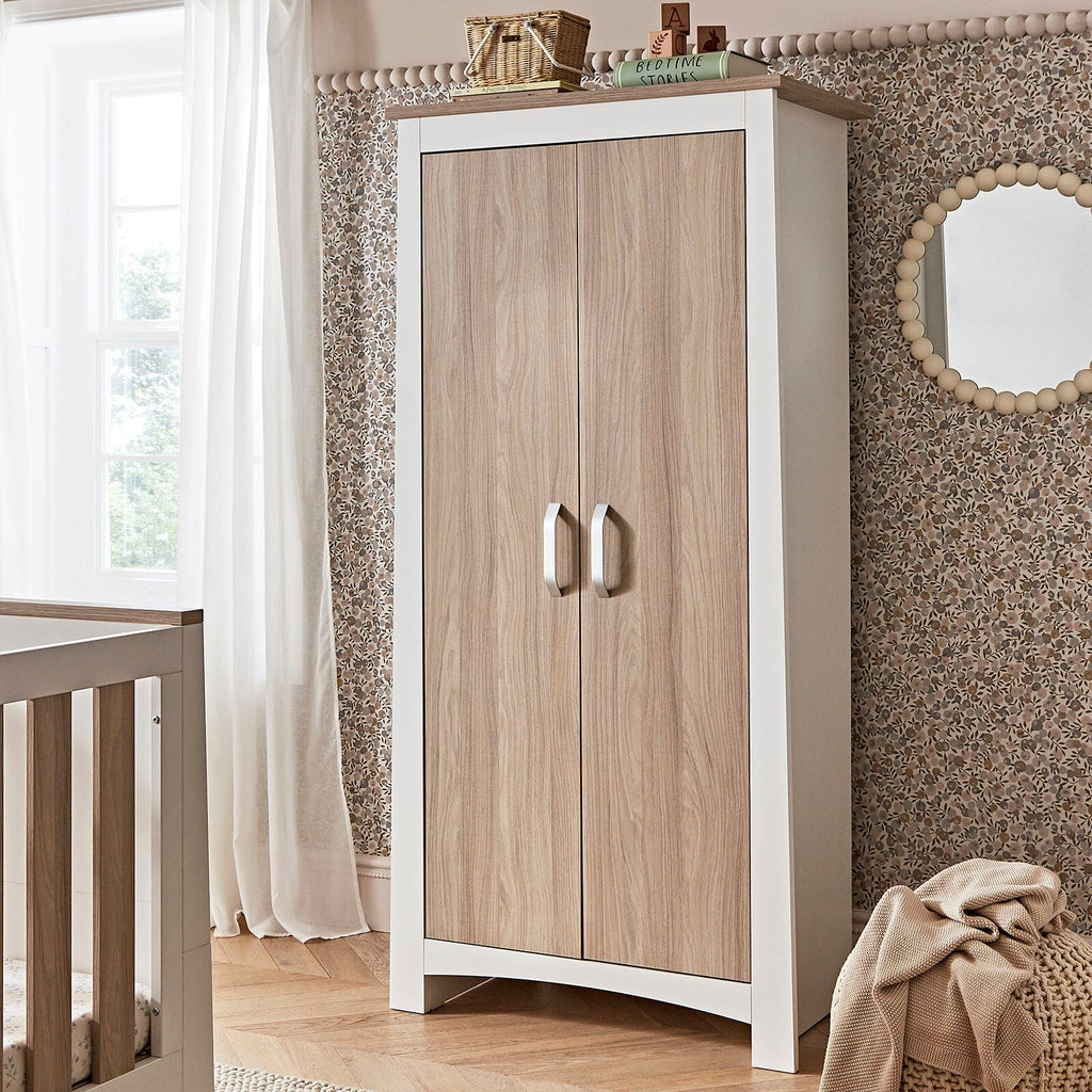 Ada Nursery Wardrobe - White & Ash Furniture Singles CuddleCo 