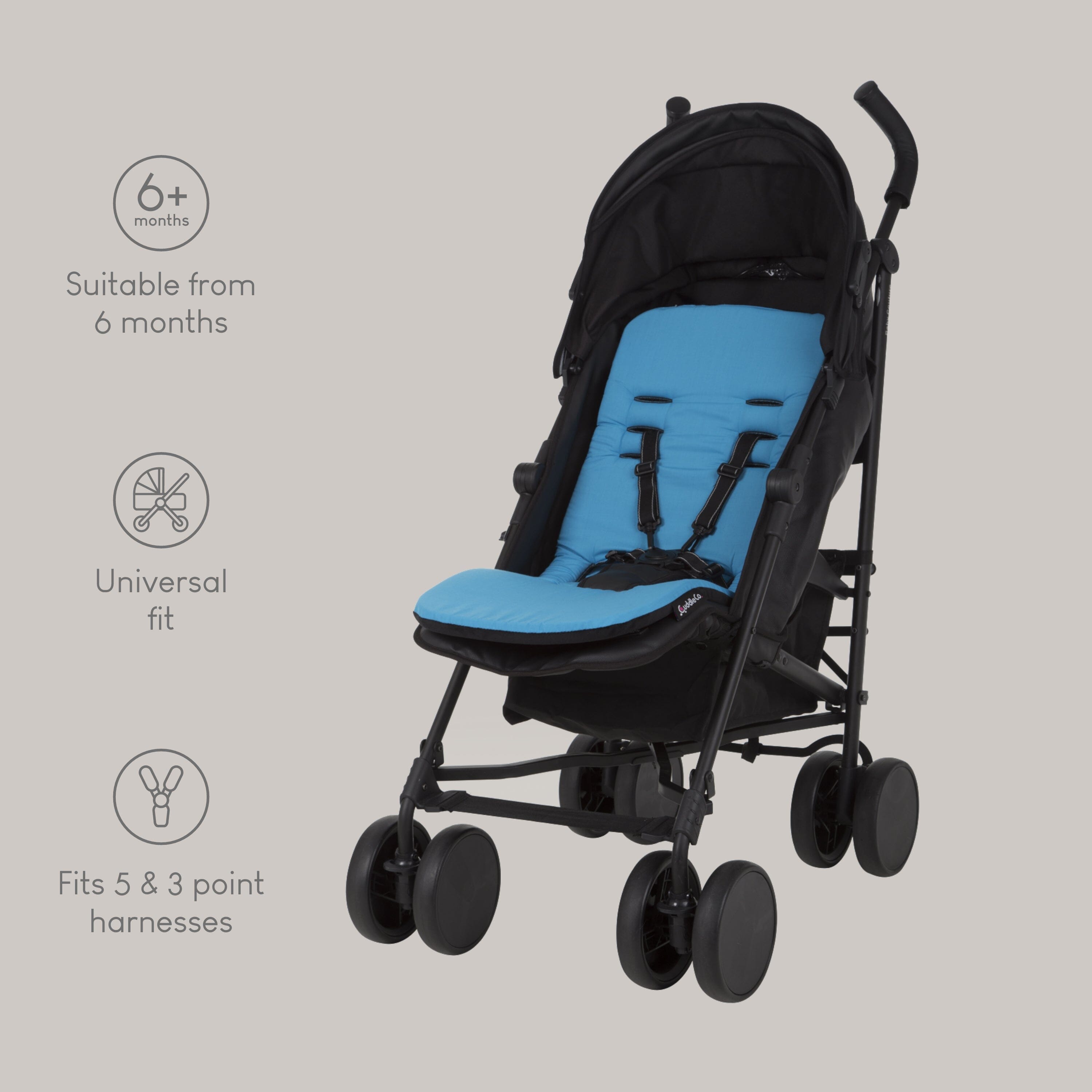 Comfi-Cush Memory Foam Stroller & Pram Liner - Sky Blue/Black Other CuddleCo 