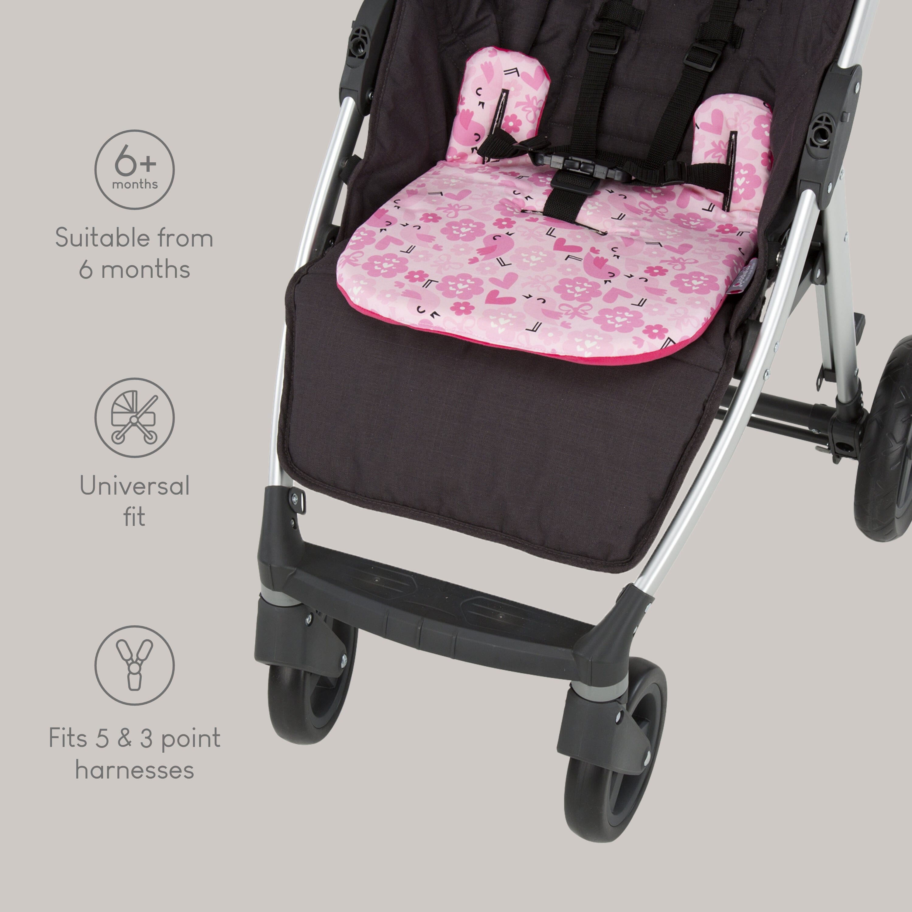 Comfi-Cush Mini Memory Foam Stroller Cushion - Love Birds CuddleCo 