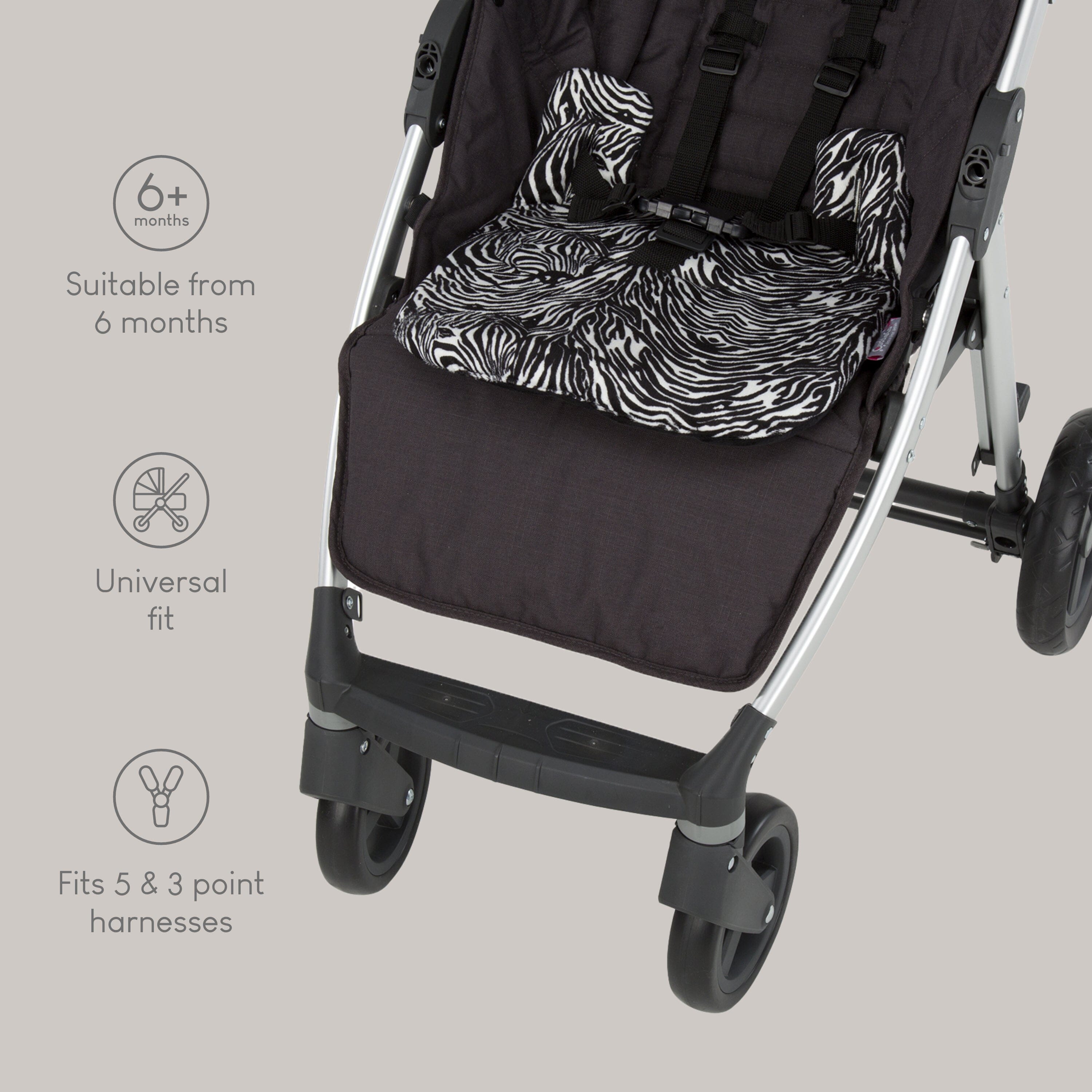 Comfi-Cush Mini Memory Foam Stroller Cushion - Zebra CuddleCo 