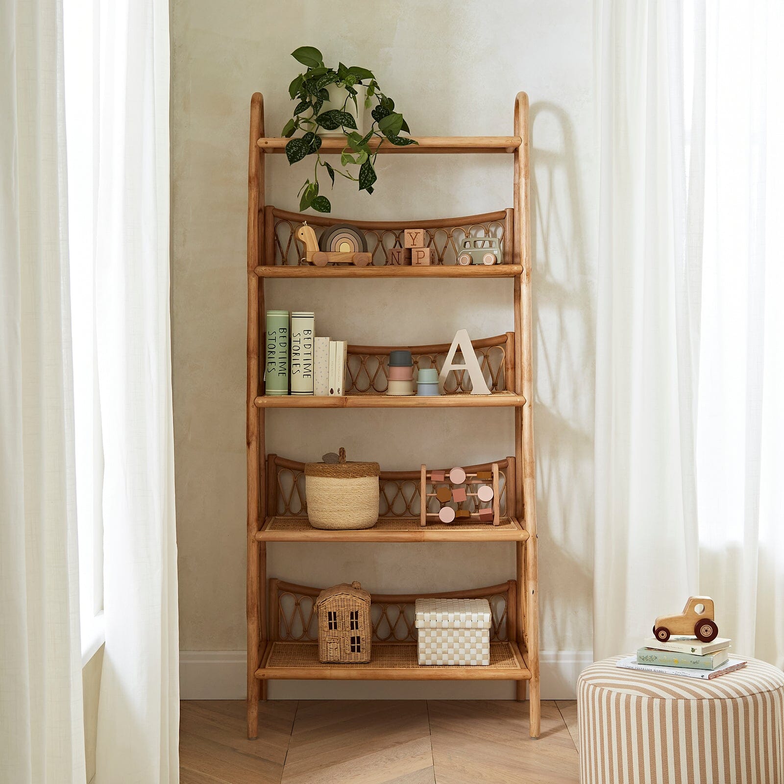 Aria 5 Tier Shelving Unit Rattan