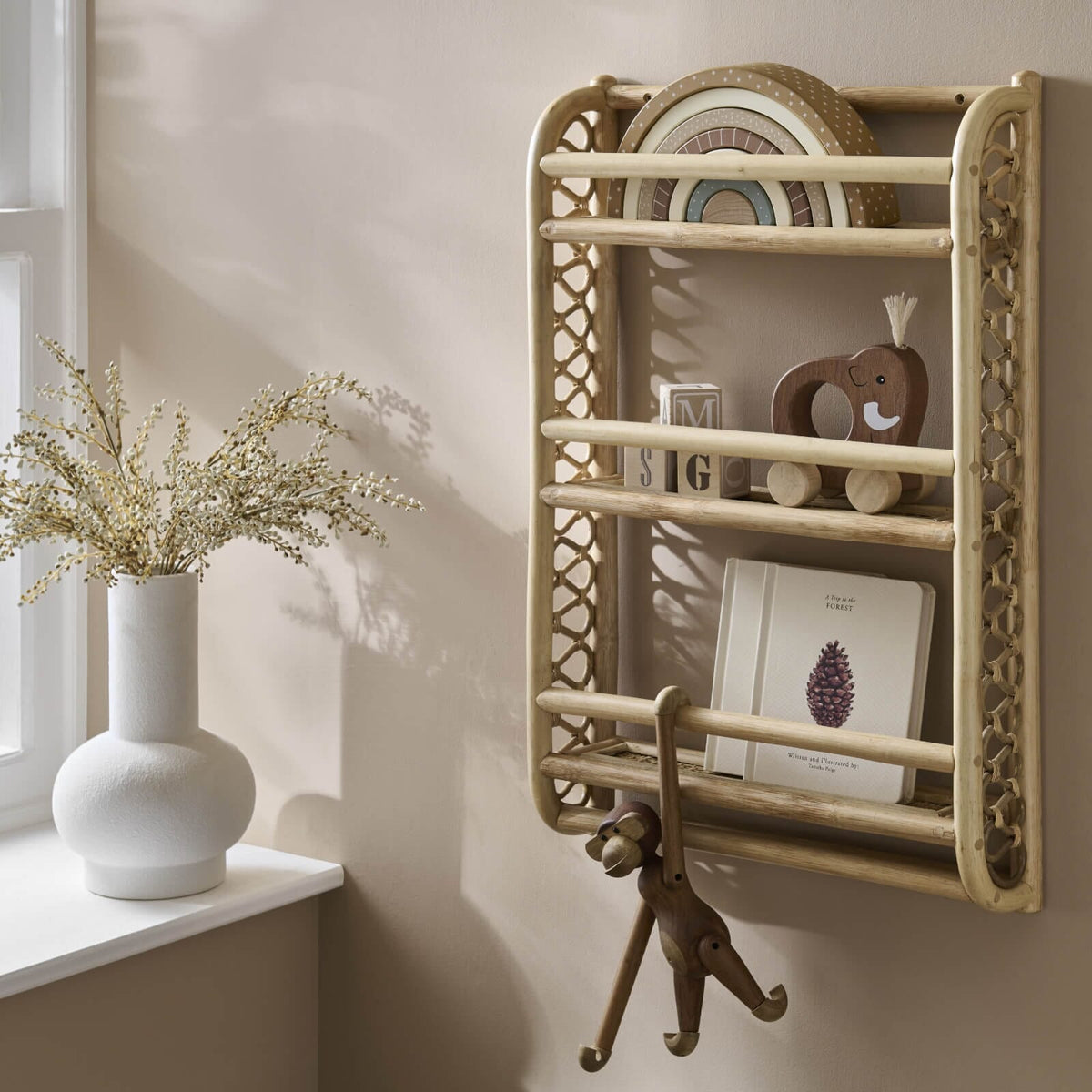 Aria Wave Bookshelf Rattan