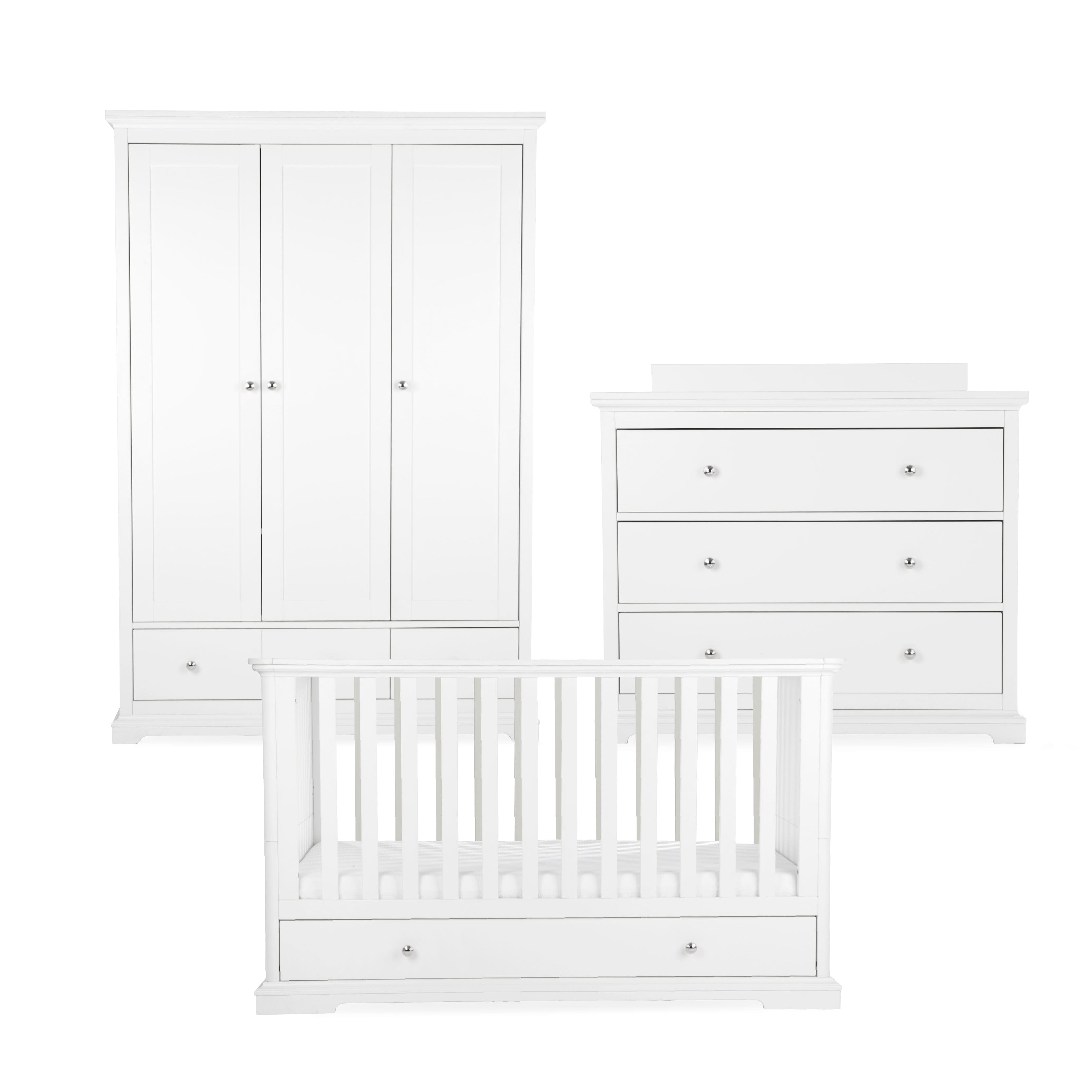 Beaumont 3 Piece Nursery Furniture Set - White Furniture Sets CuddleCo 