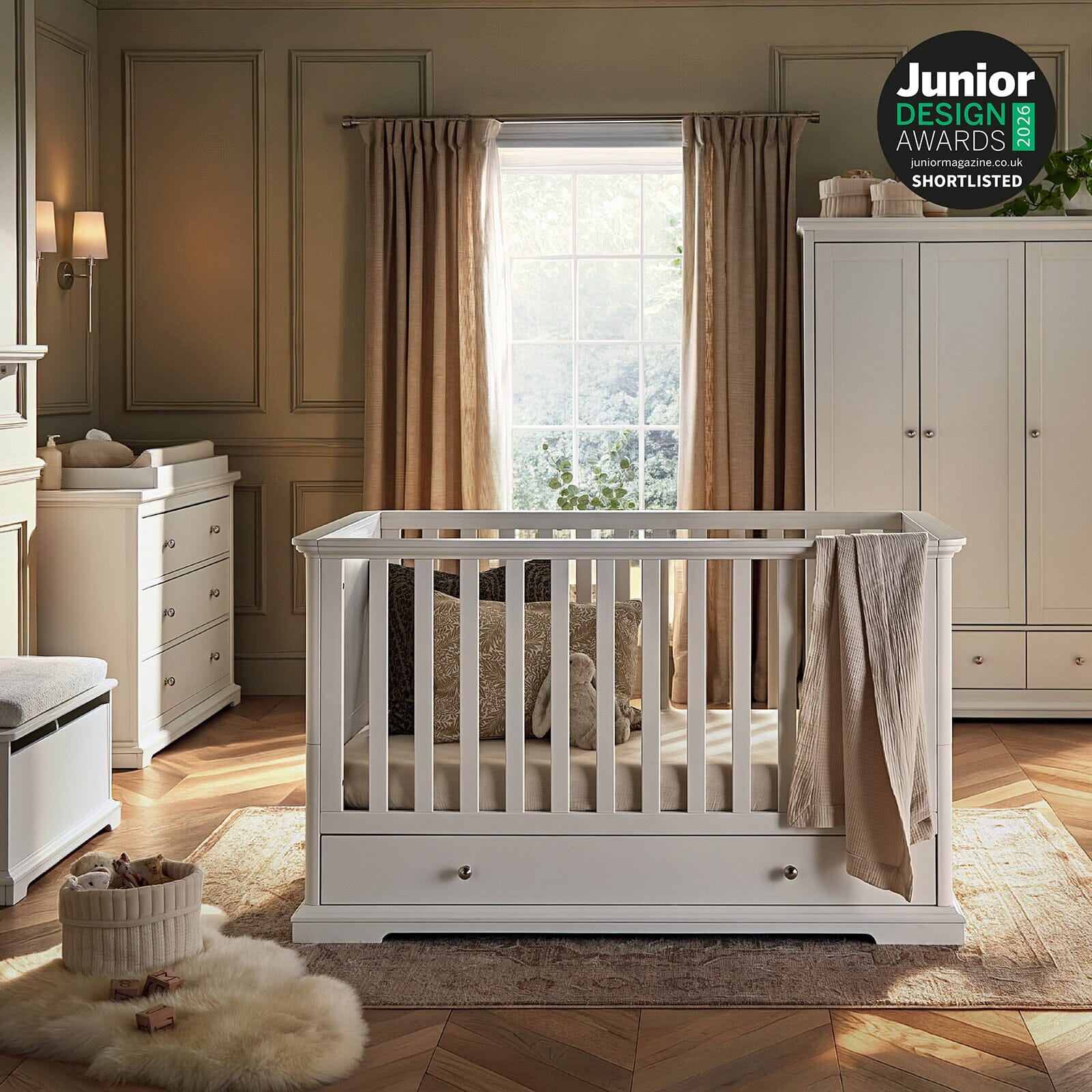 Beaumont Cot Bed - White Furniture Singles CuddleCo 
