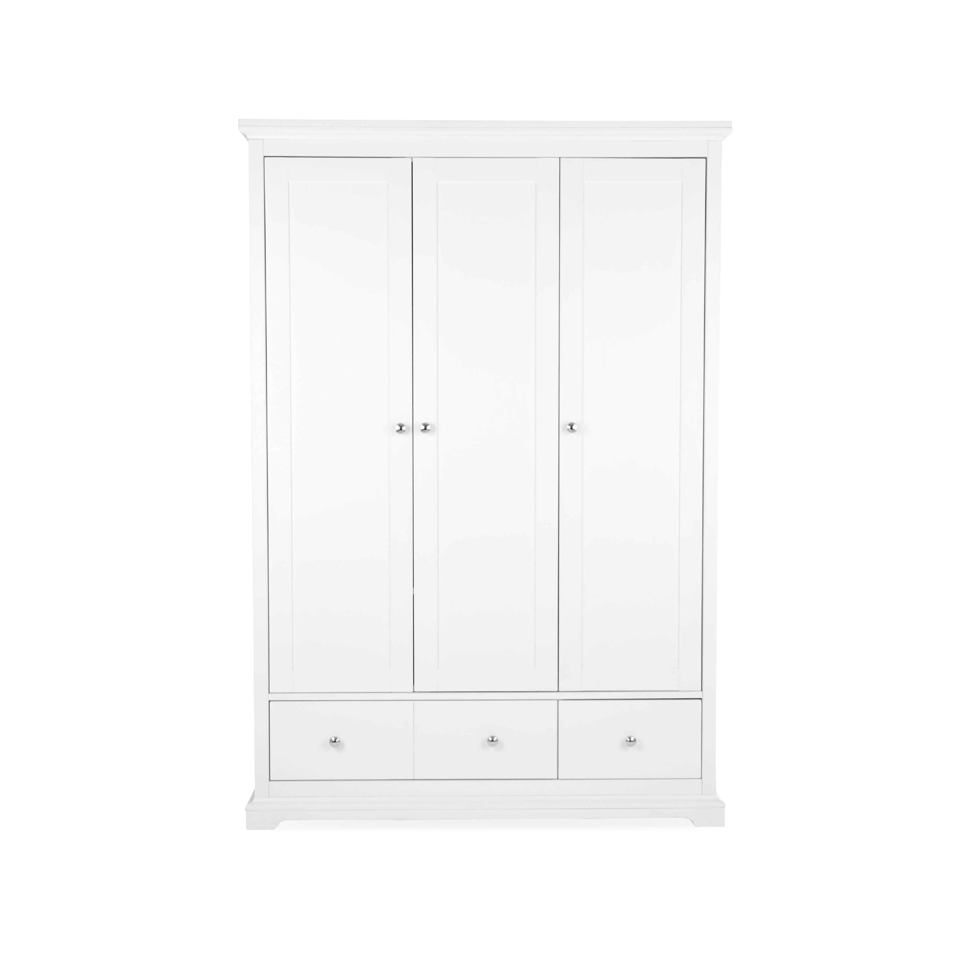 Beaumont Triple Wardrobe - White Furniture Singles CuddleCo 