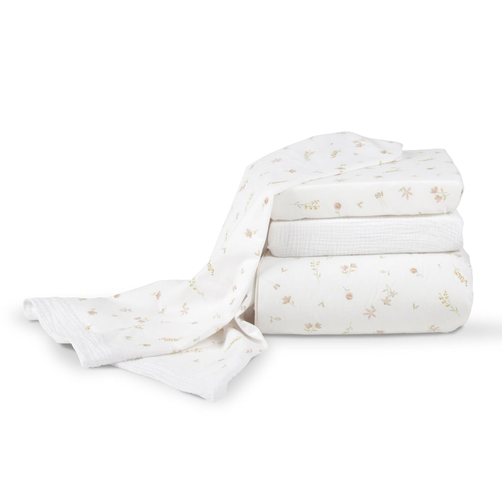 4 Piece Cot Bed Bedding Set - Cashmere Meadow Accessory CuddleCo 