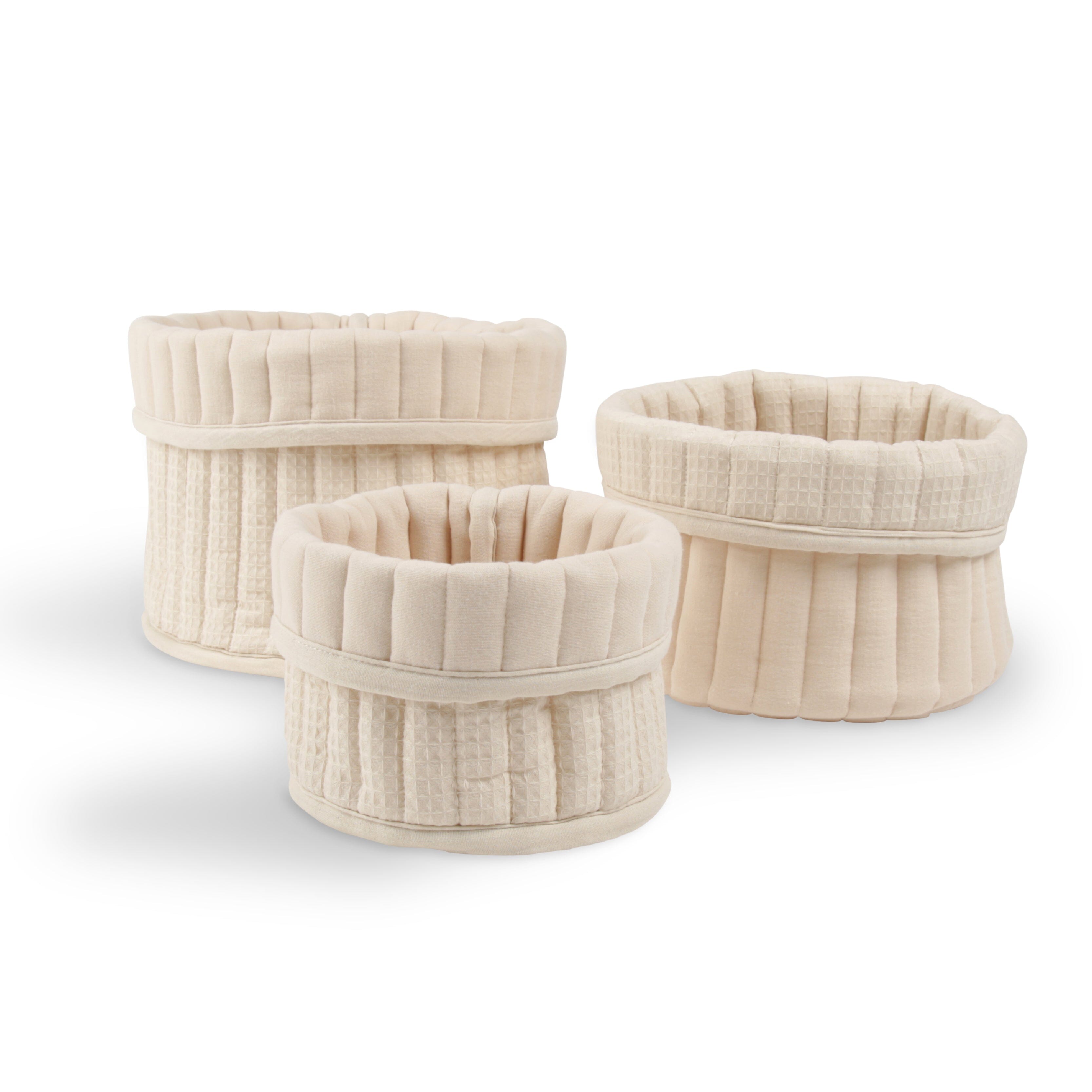 3 Pack Storage Baskets - Cashmere Waffle Accessory CuddleCo 