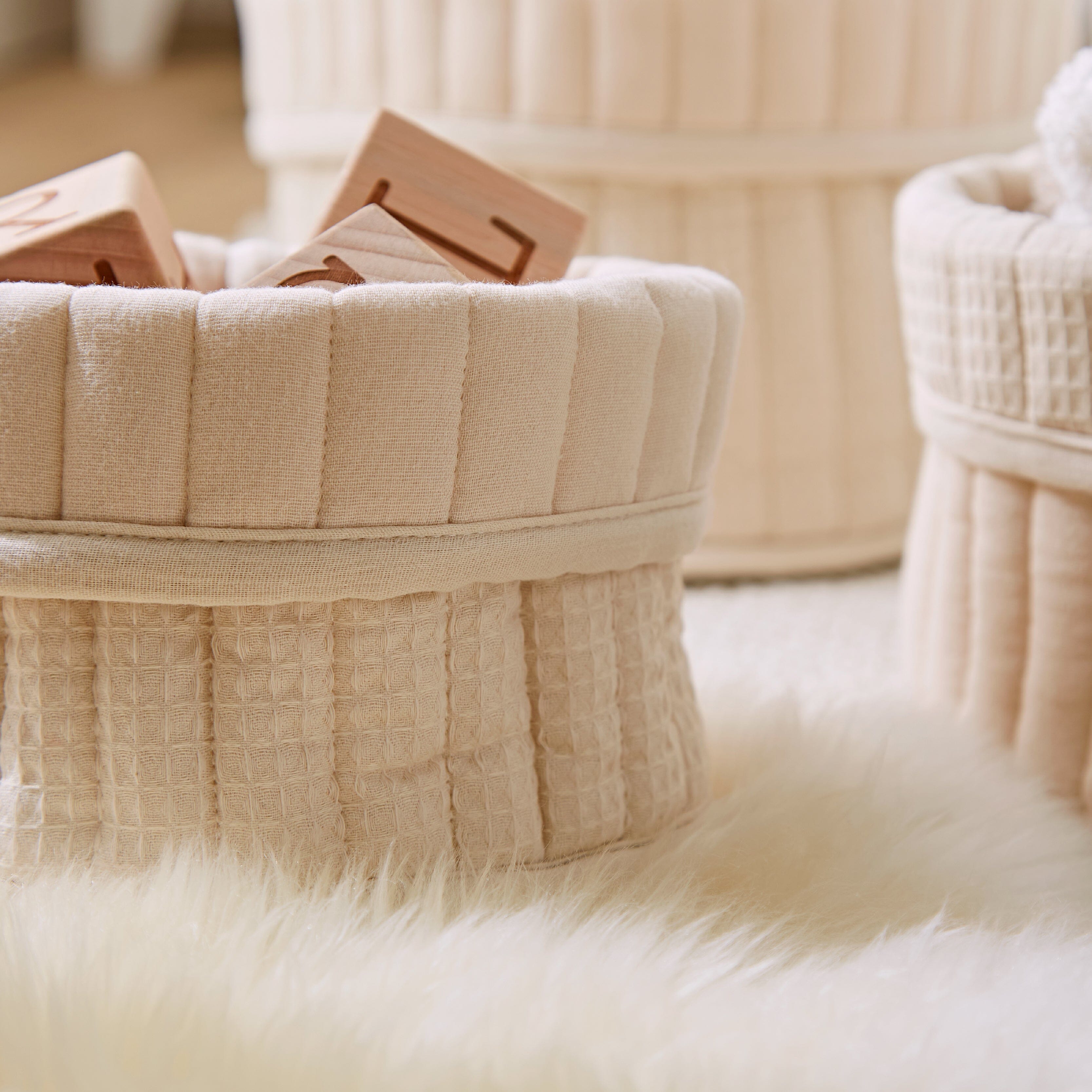 3 Pack Storage Baskets - Cashmere Waffle Accessory CuddleCo 