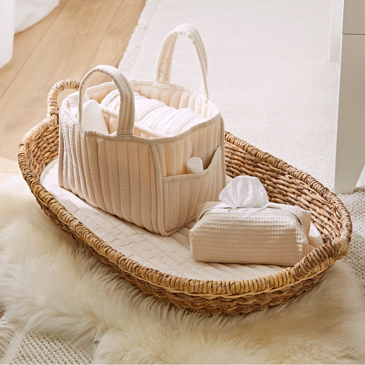 Nappy Caddy Set Cashmere Waffle