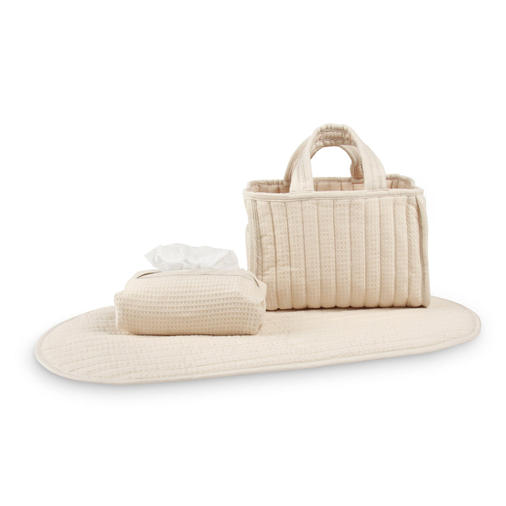 Nappy Caddy Set - Cashmere Waffle Accessory CuddleCo 