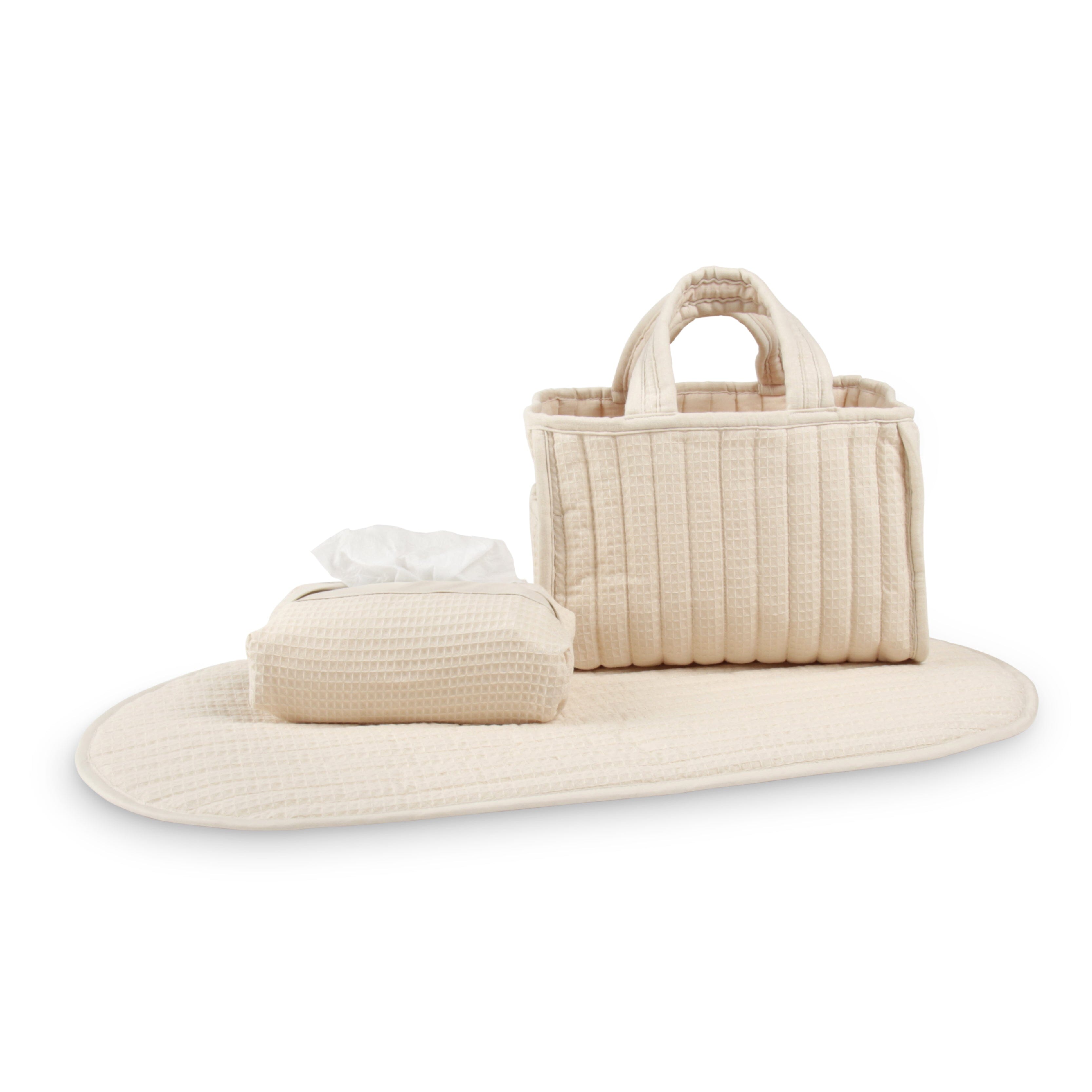 Nappy Caddy Set - Cashmere Waffle Accessory CuddleCo 