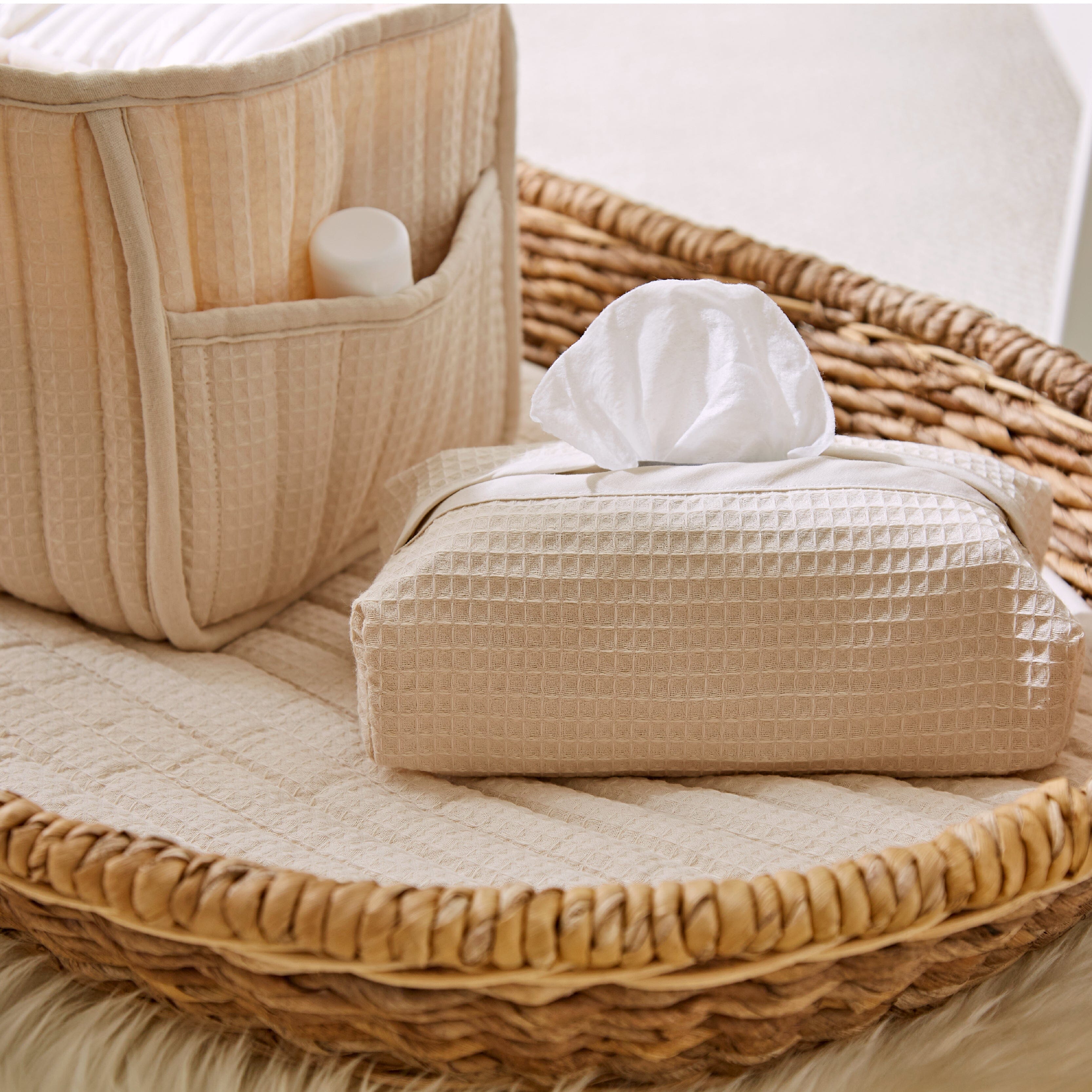 Nappy Caddy Set - Cashmere Waffle Accessory CuddleCo 