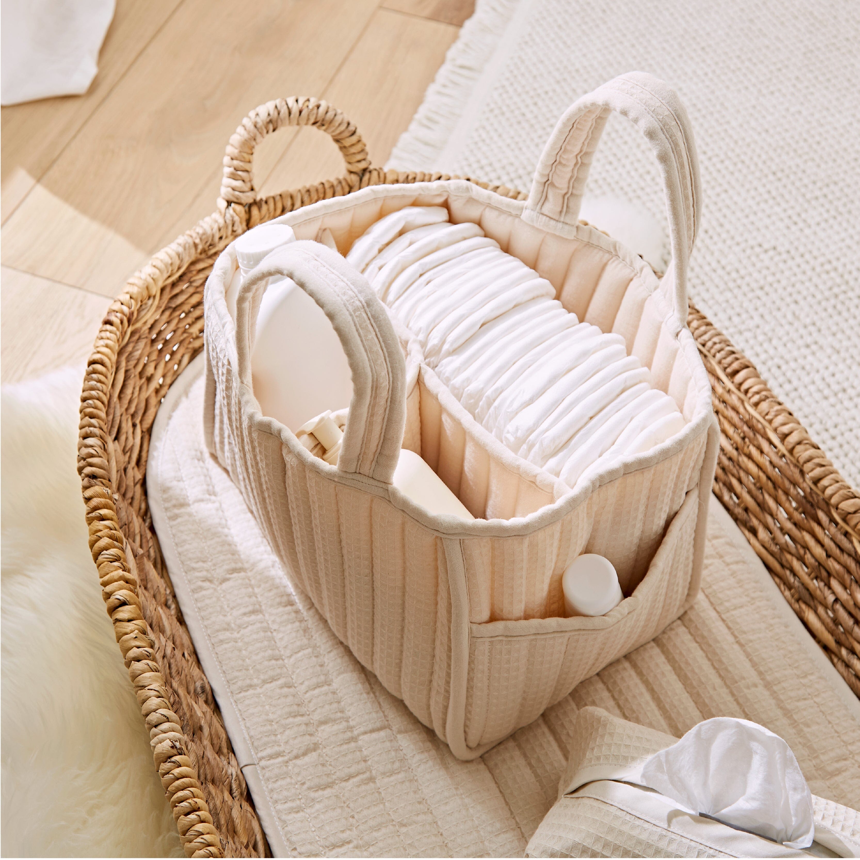 Nappy Caddy Set - Cashmere Waffle Accessory CuddleCo 